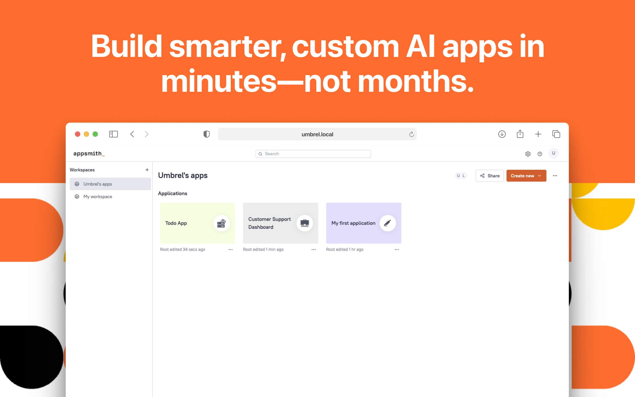 Screenshot 1 of Appsmith app on Umbrel App Store