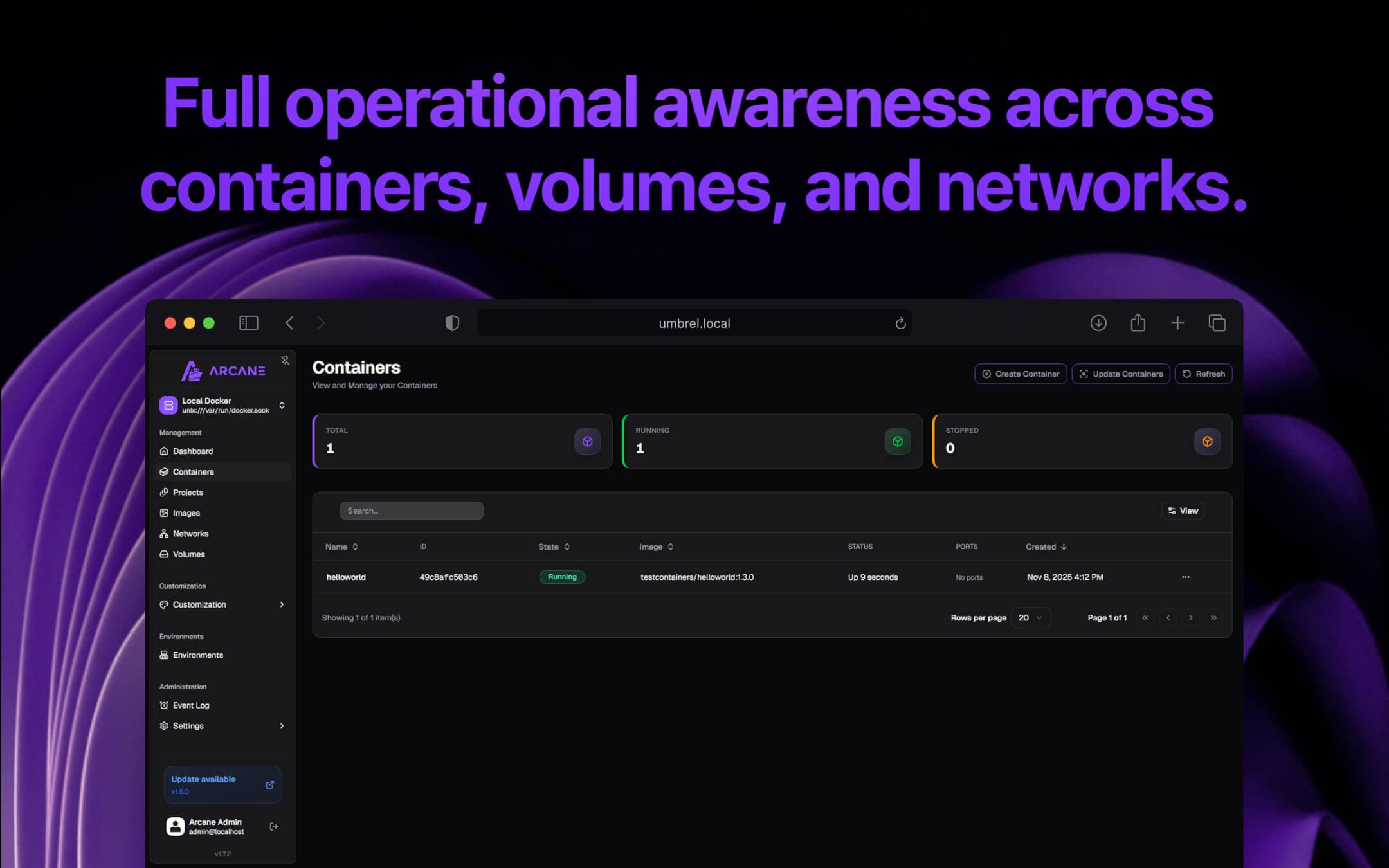 Screenshot 2 of Arcane app on Umbrel App Store