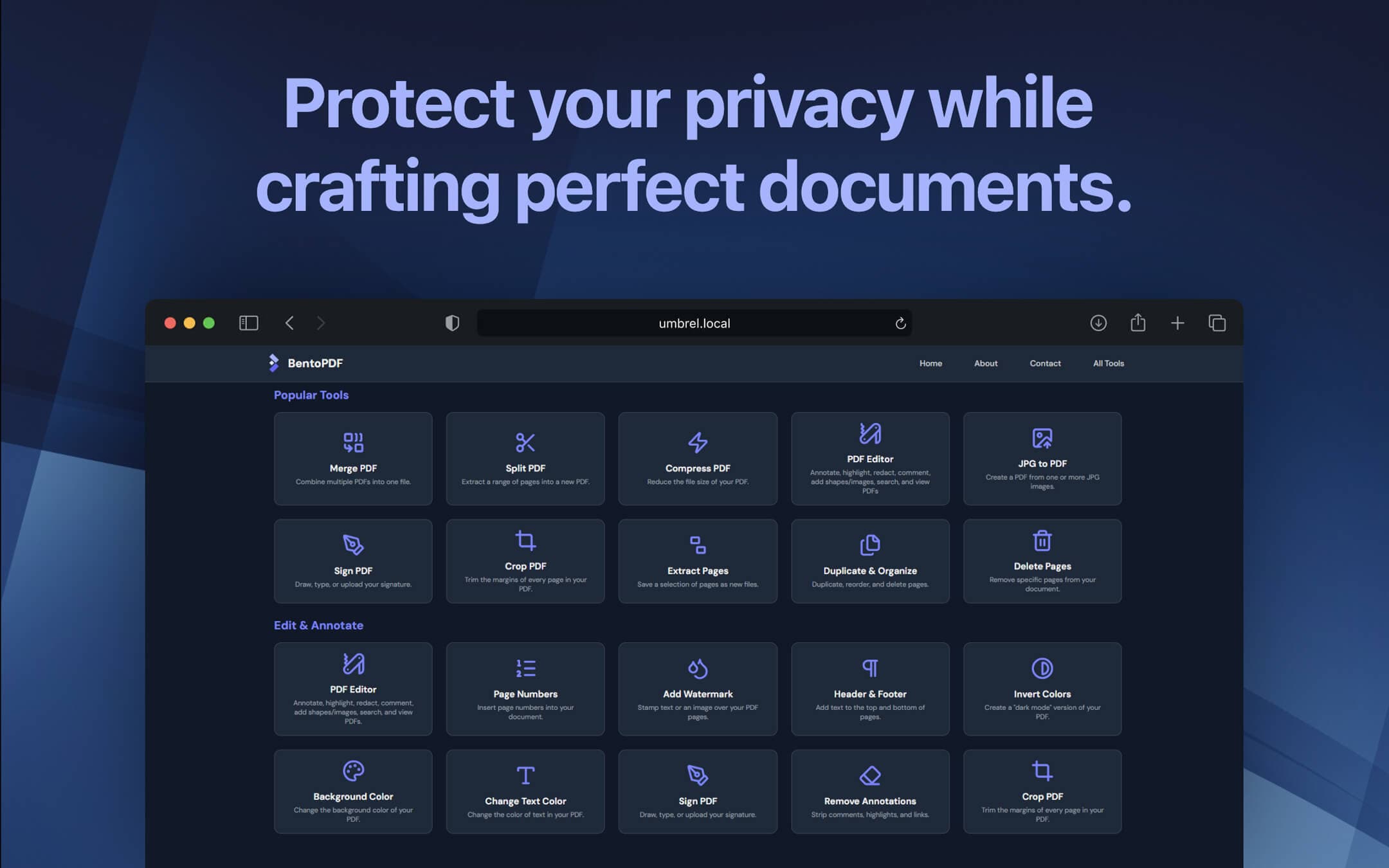 Screenshot 3 of BentoPDF app on Umbrel App Store