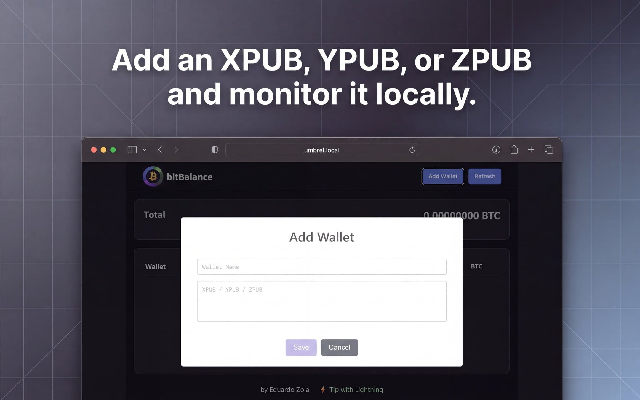 Screenshot 2 of bitBalance app on Umbrel App Store