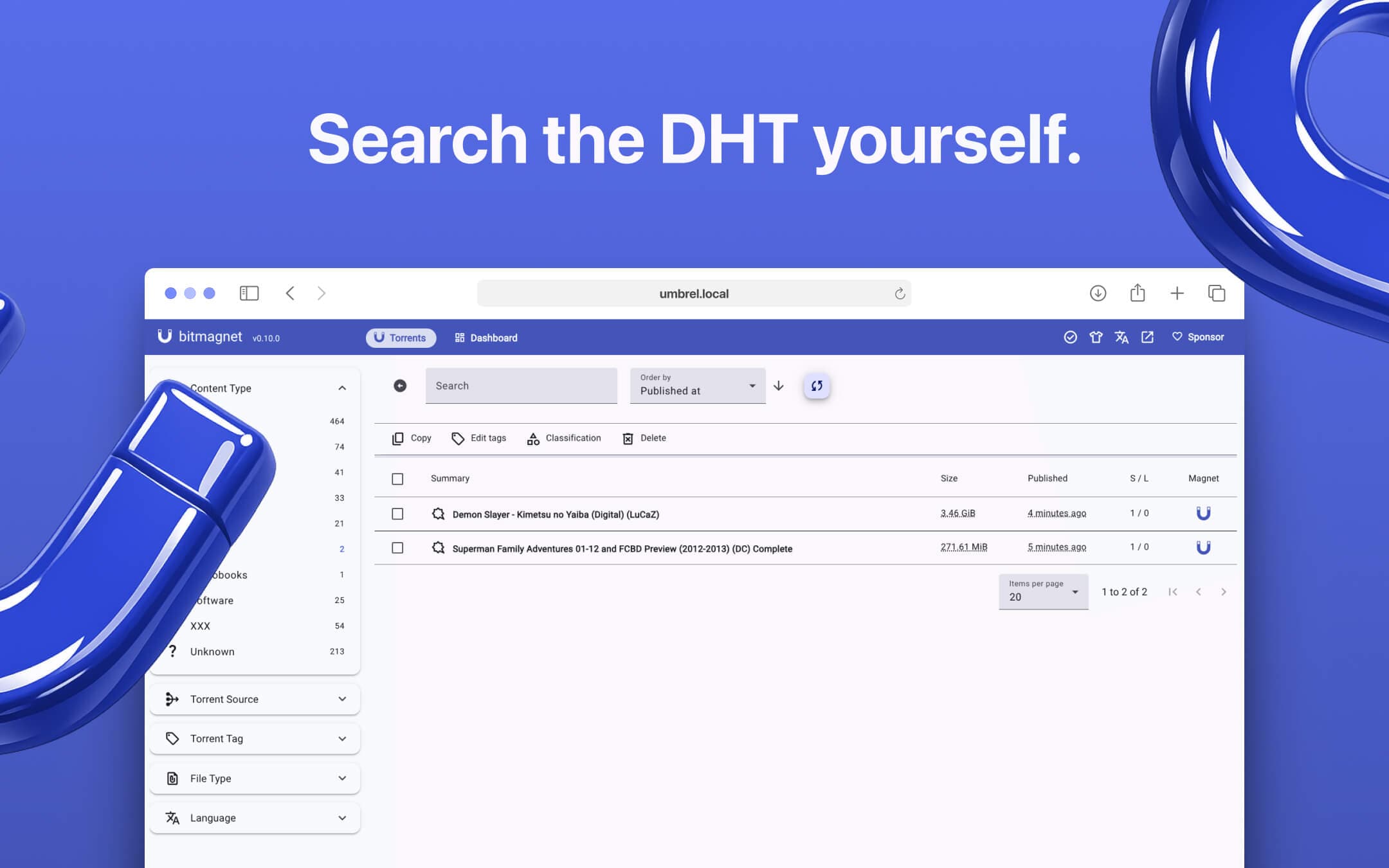 Screenshot 2 of Bitmagnet app on Umbrel App Store