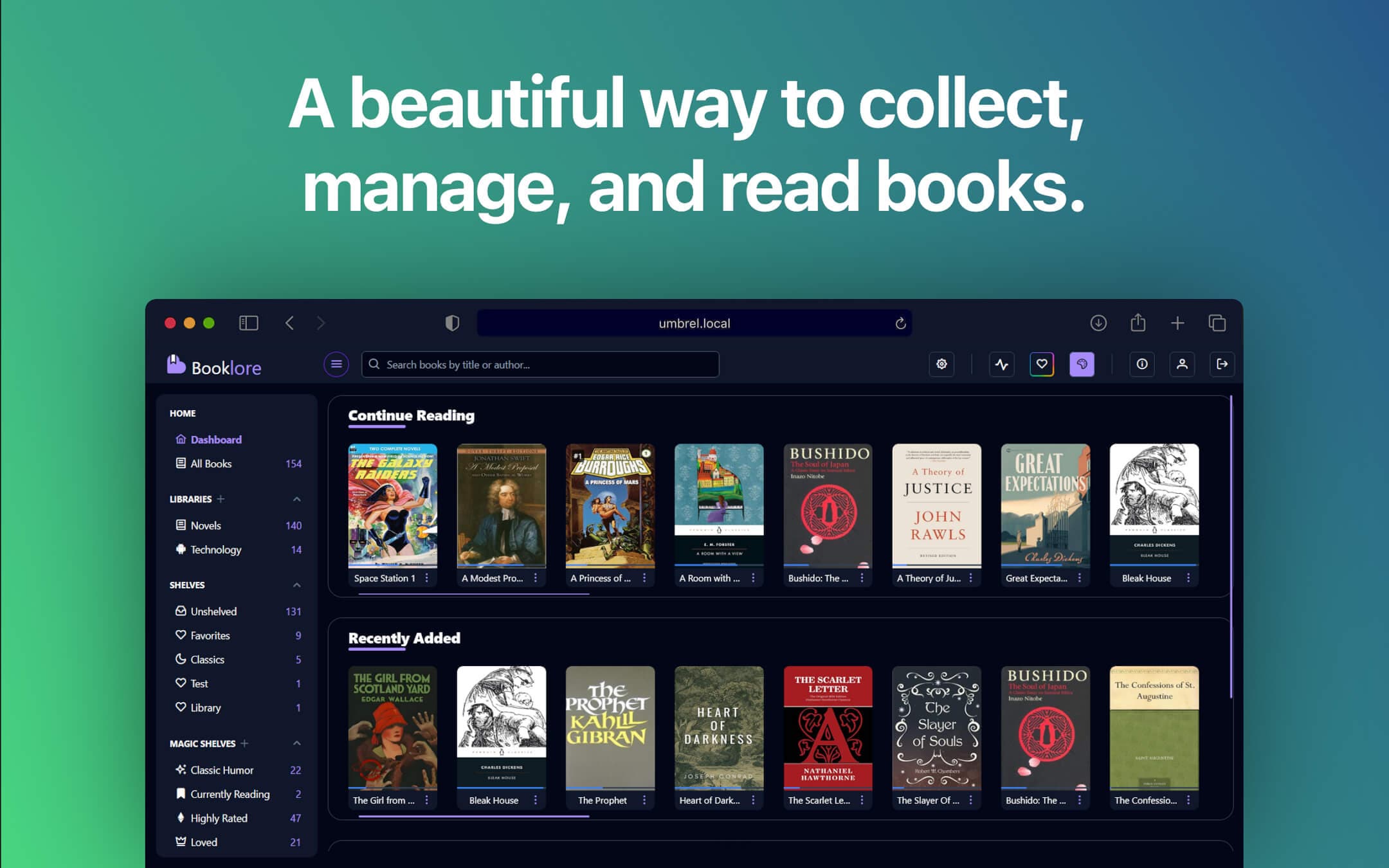 Screenshot 1 of BookLore app on Umbrel App Store