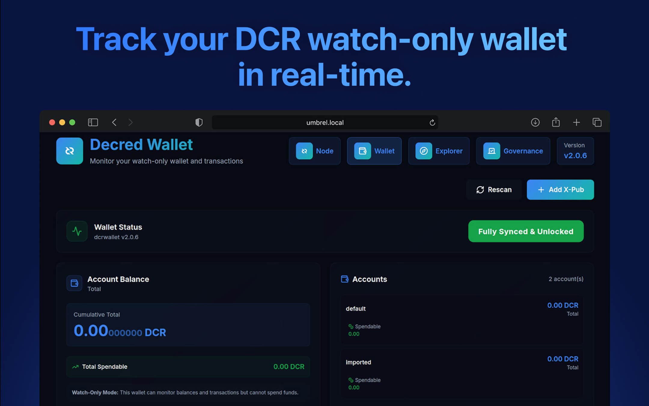 Screenshot 2 of Decred Pulse app on Umbrel App Store
