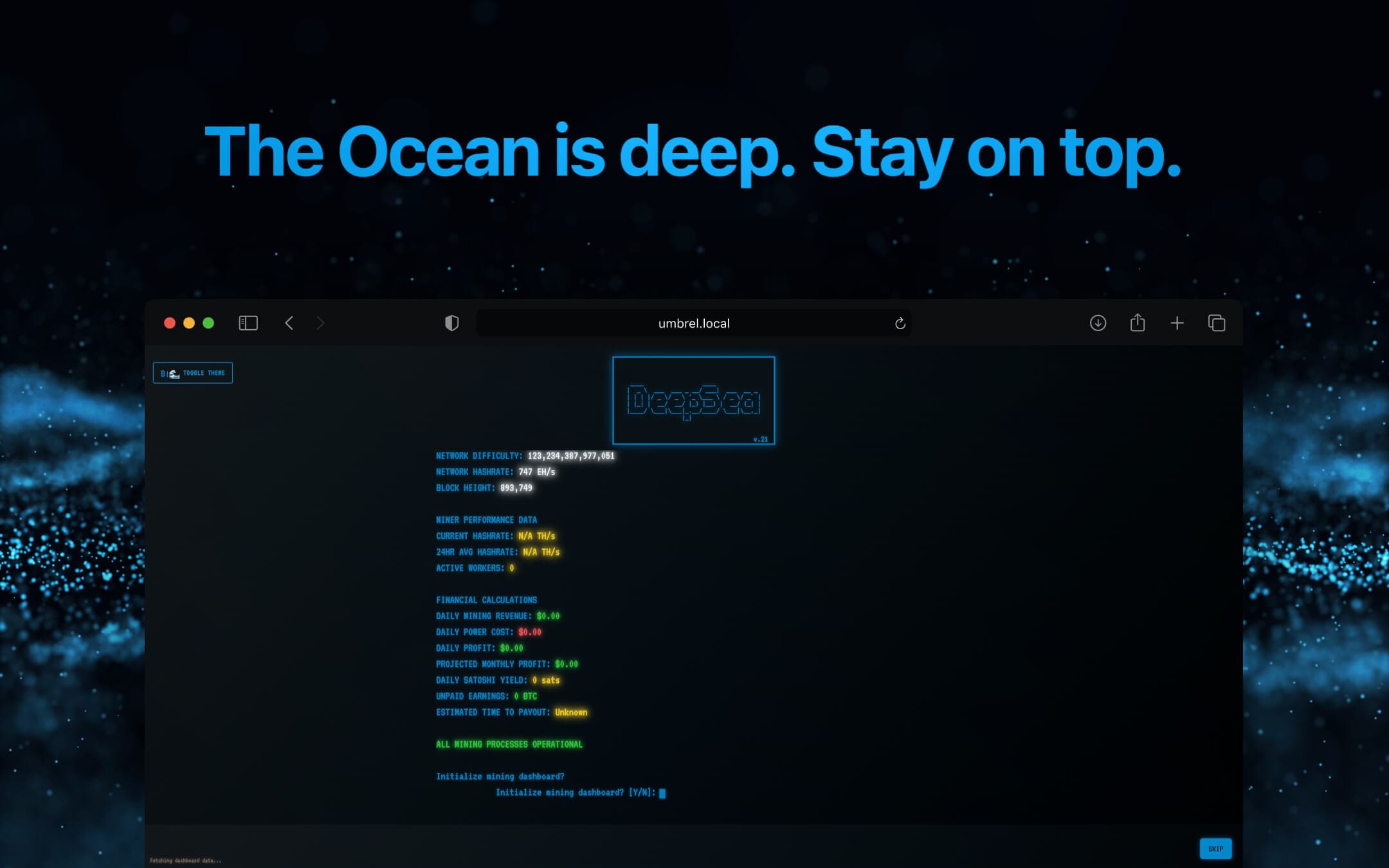 Screenshot 1 of DeepSea Dashboard app on Umbrel App Store
