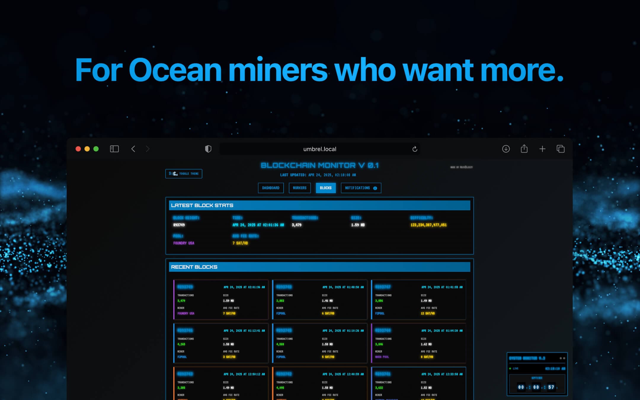 Screenshot 3 of DeepSea Dashboard app on Umbrel App Store