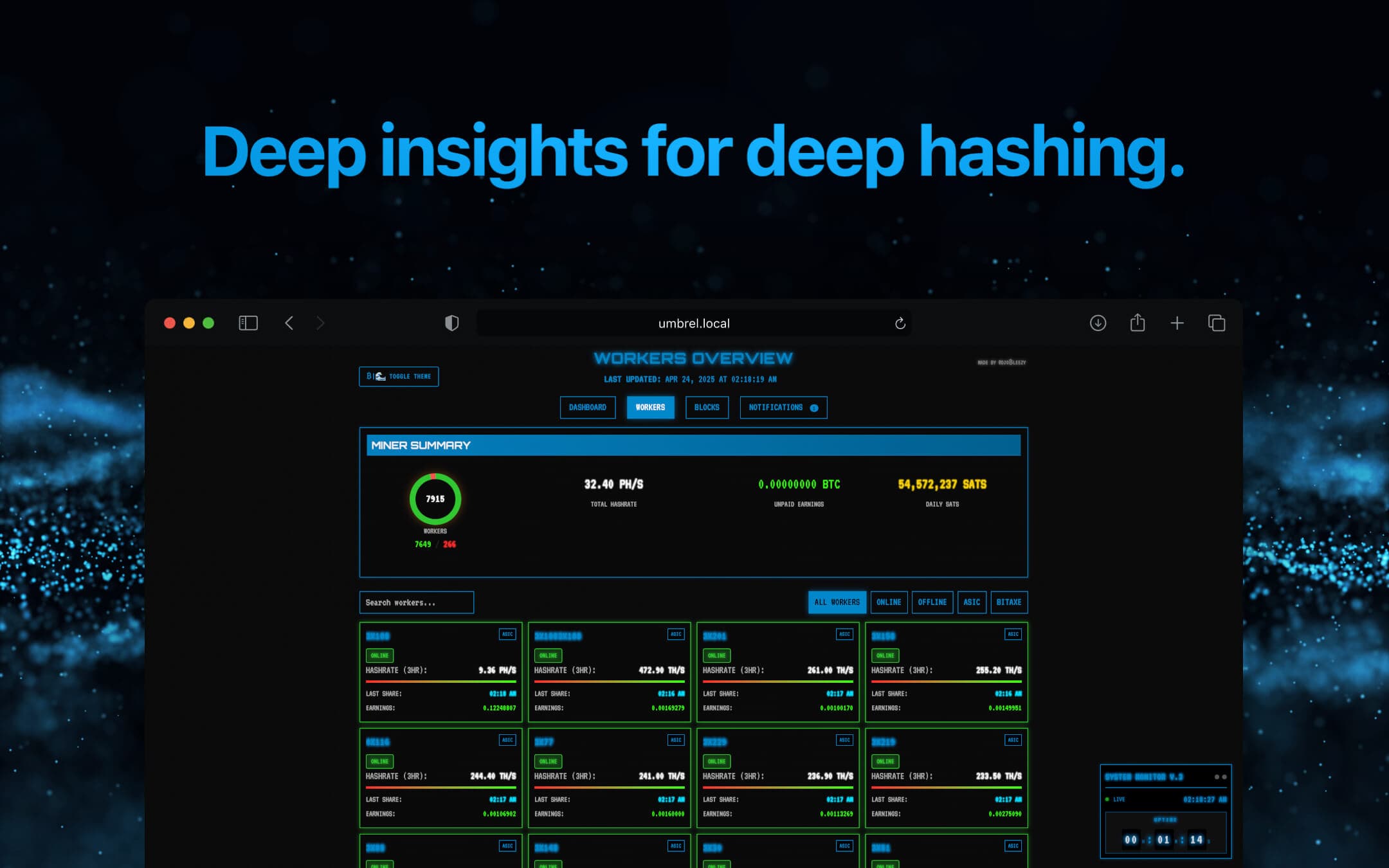Screenshot 4 of DeepSea Dashboard app on Umbrel App Store