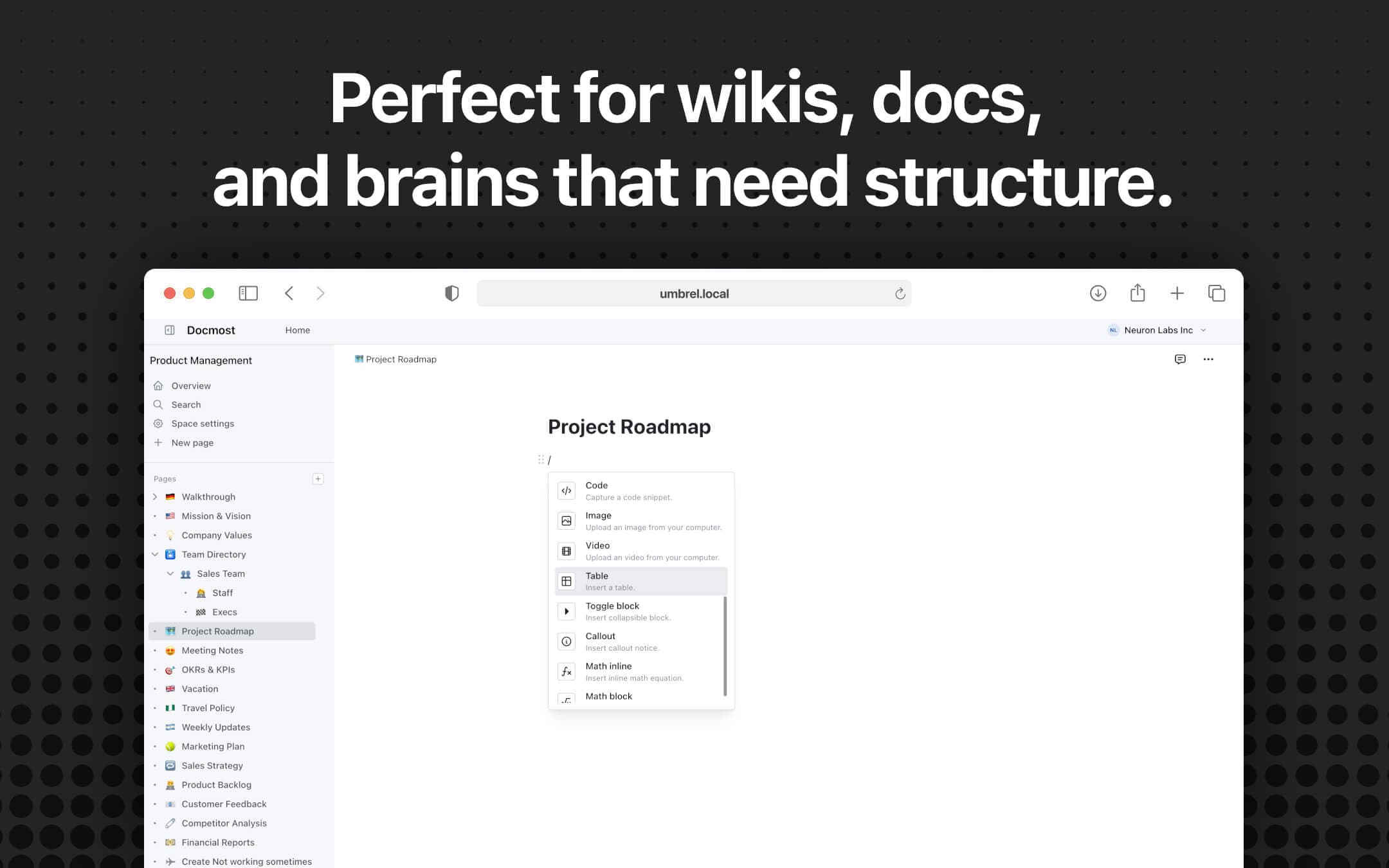 Screenshot 3 of Docmost app on Umbrel App Store