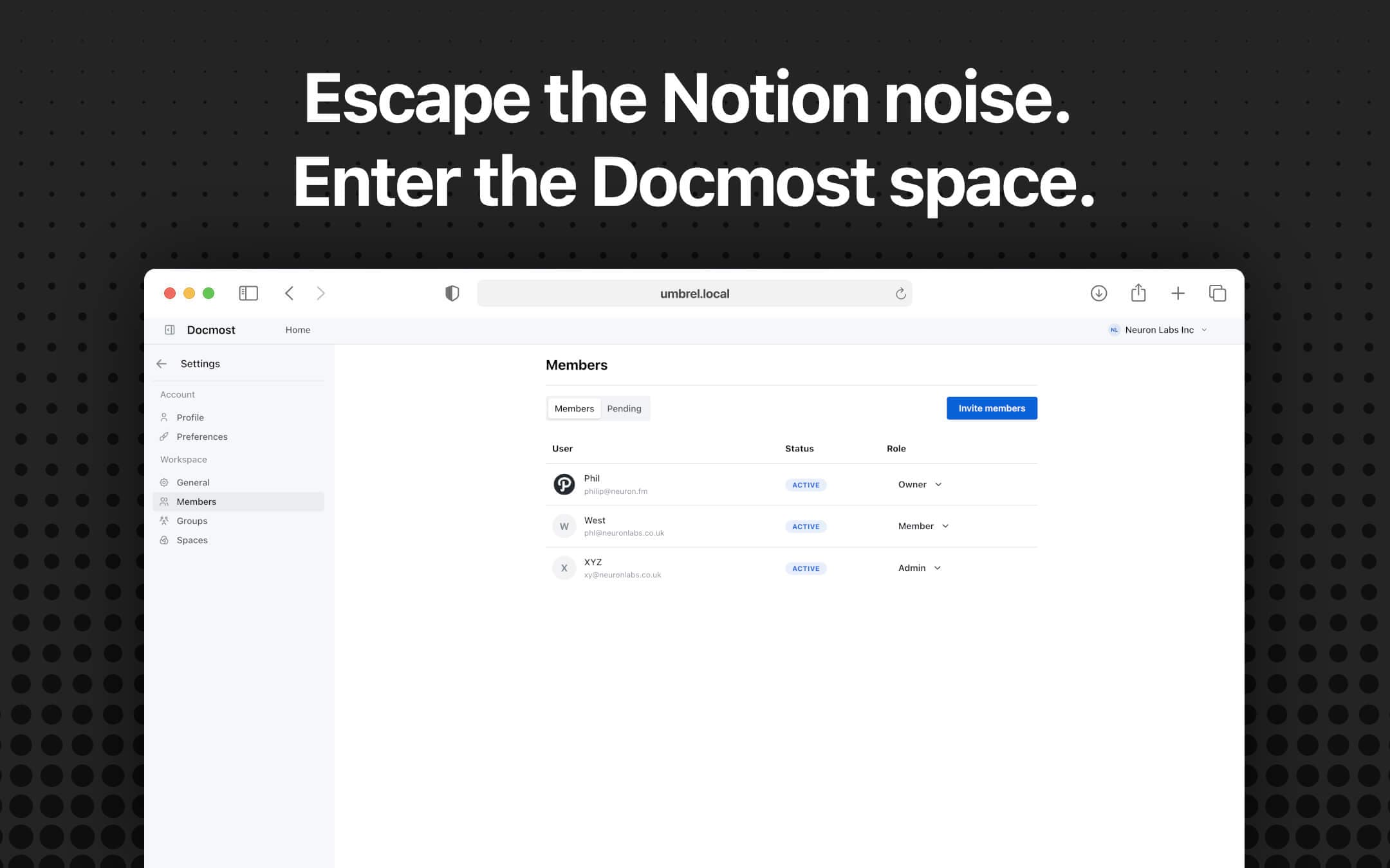 Screenshot 6 of Docmost app on Umbrel App Store