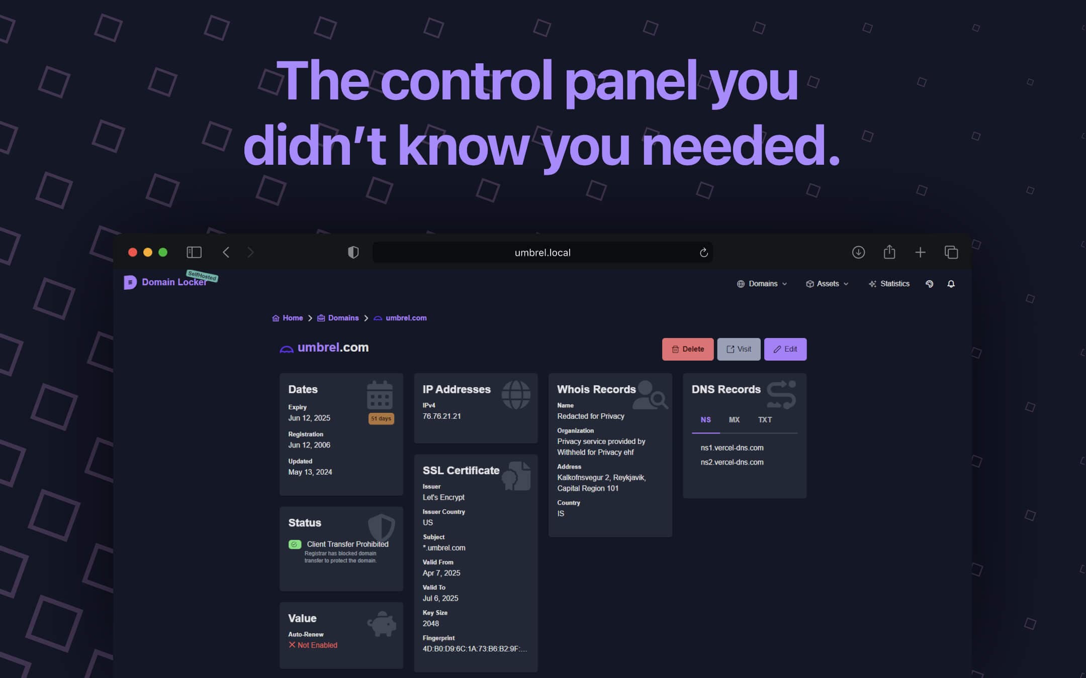 Screenshot 3 of Domain Locker app on Umbrel App Store