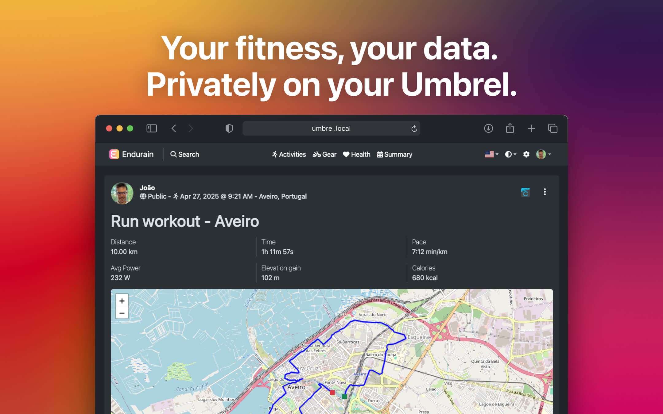 Screenshot 2 of Endurain app on Umbrel App Store