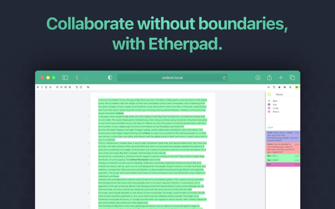 Etherpad | Umbrel App Store