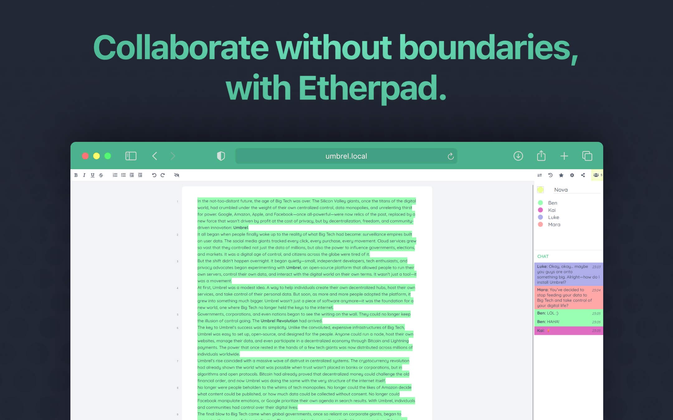 Screenshot 2 of Etherpad app on Umbrel App Store