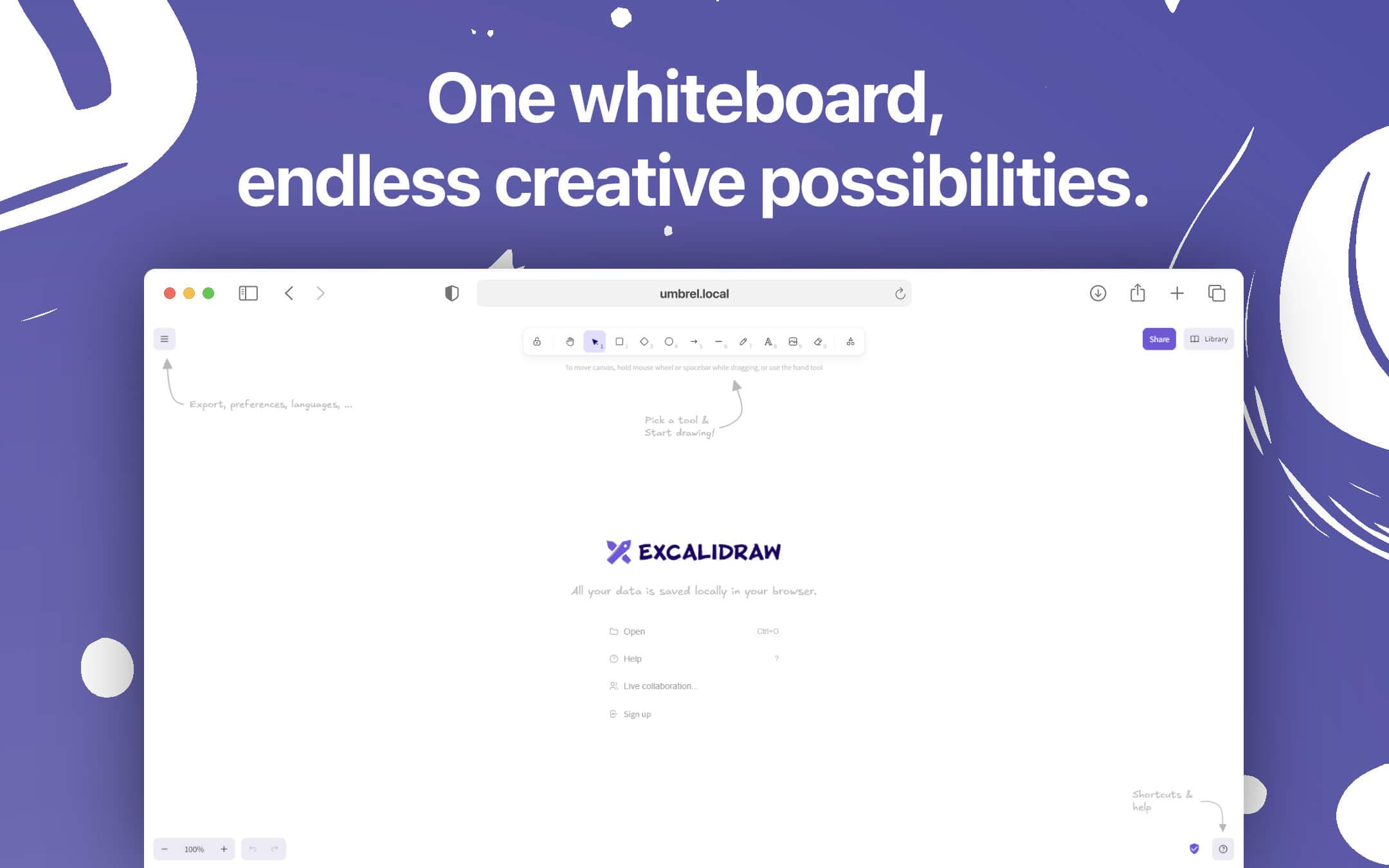 Screenshot 1 of Excalidraw app on Umbrel App Store