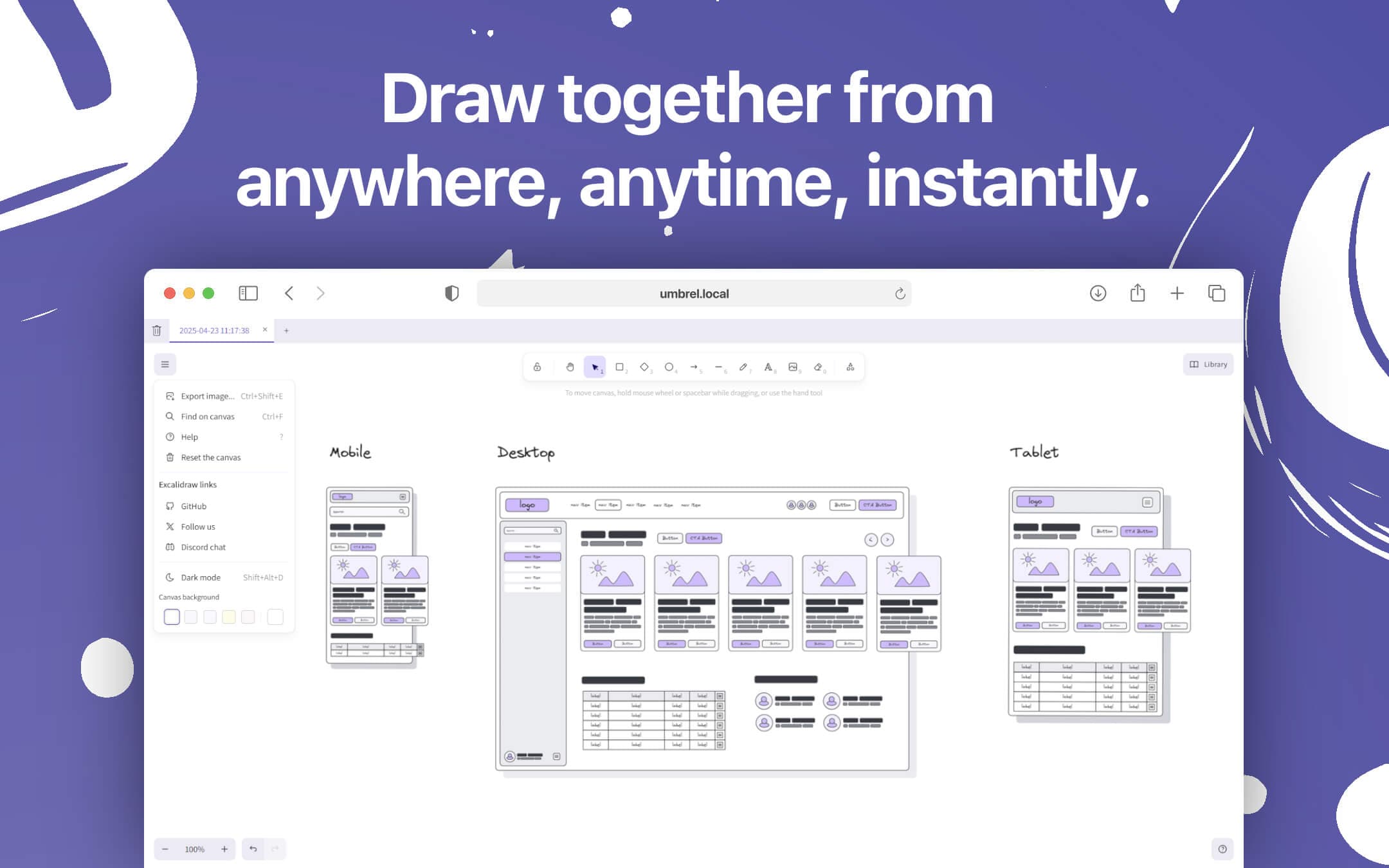 Screenshot 3 of Excalidraw app on Umbrel App Store