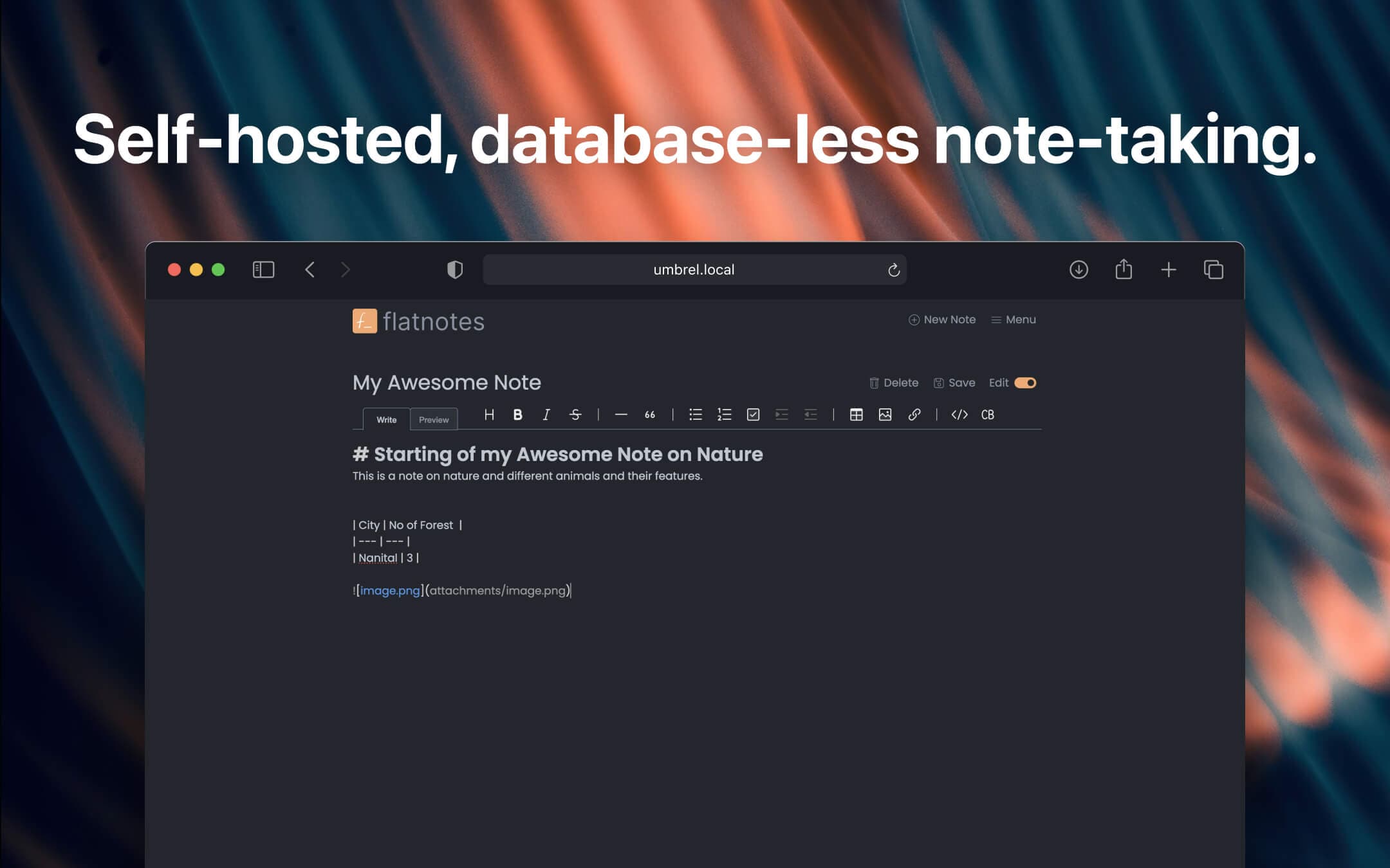 Screenshot 1 of flatnotes app on Umbrel App Store