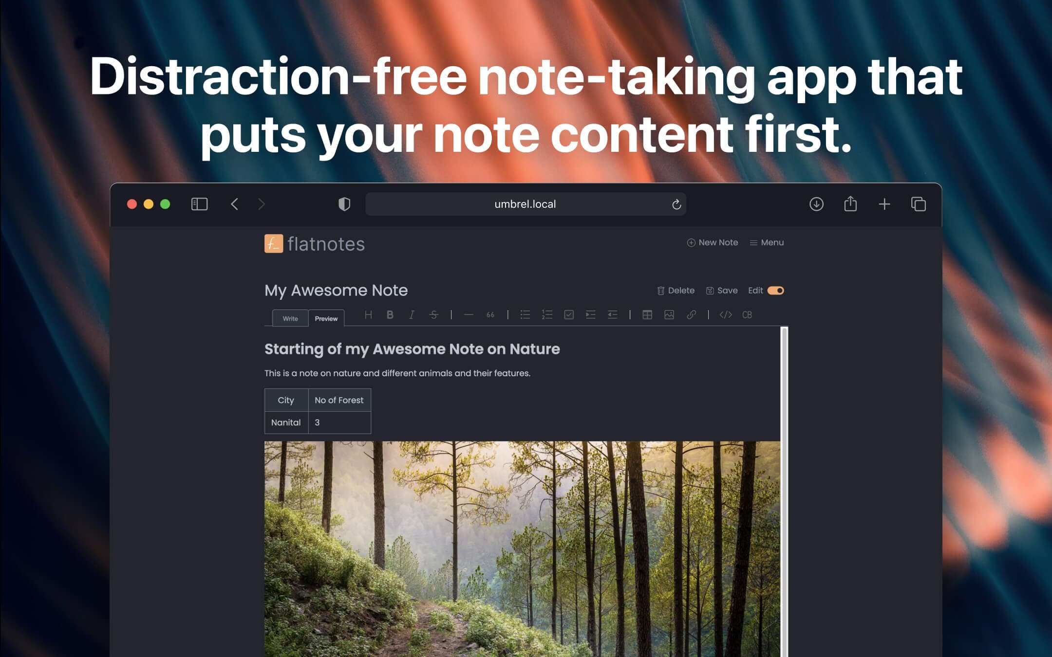 Screenshot 2 of flatnotes app on Umbrel App Store