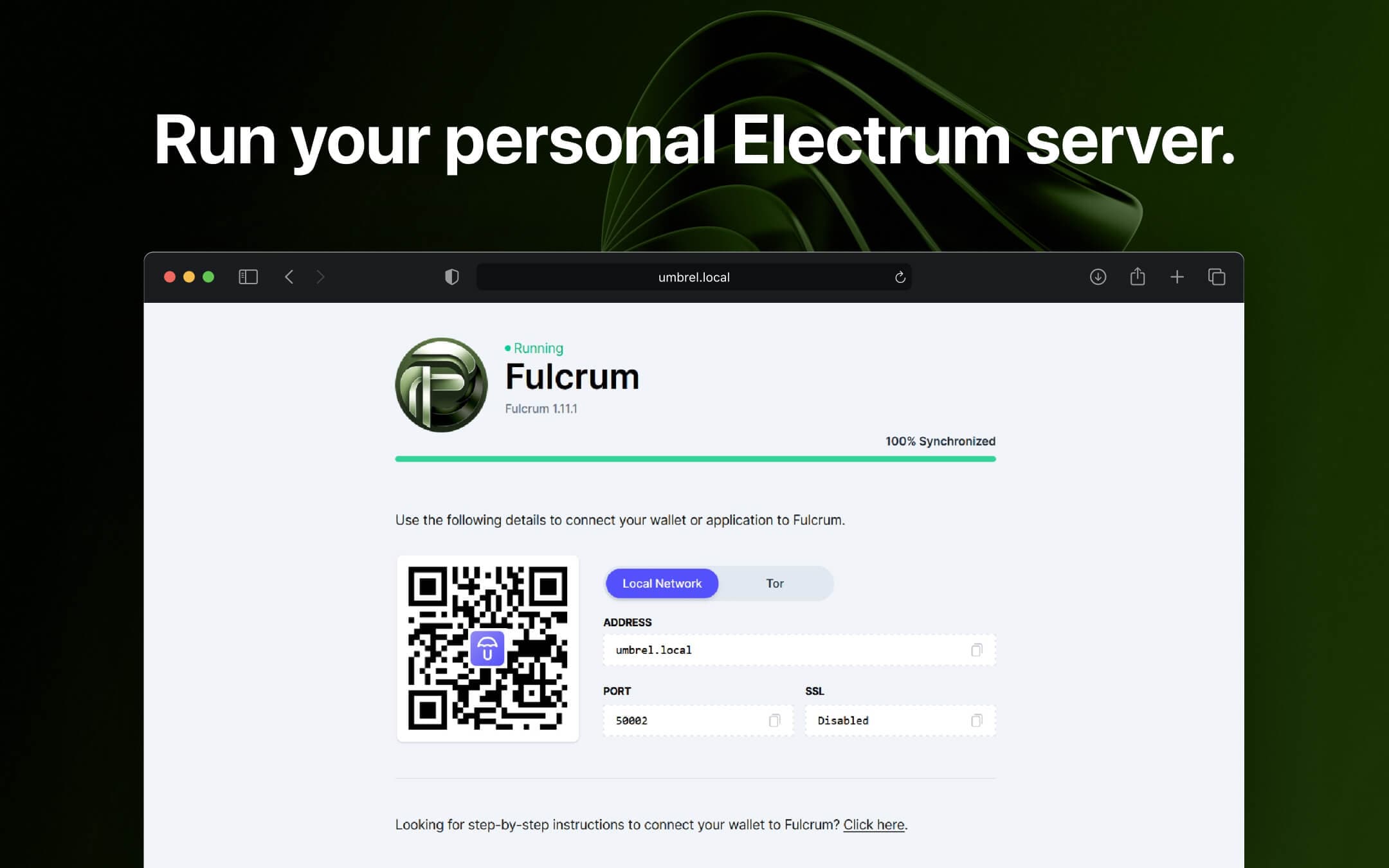 Screenshot 1 of Fulcrum app on Umbrel App Store