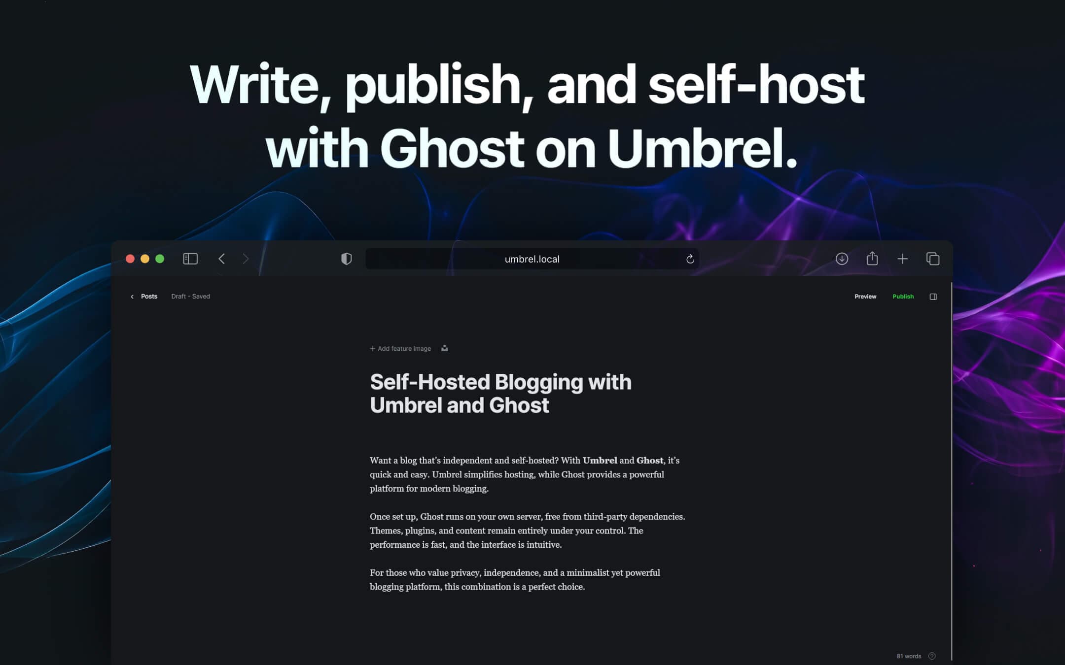 Screenshot 7 of Ghost app on Umbrel App Store