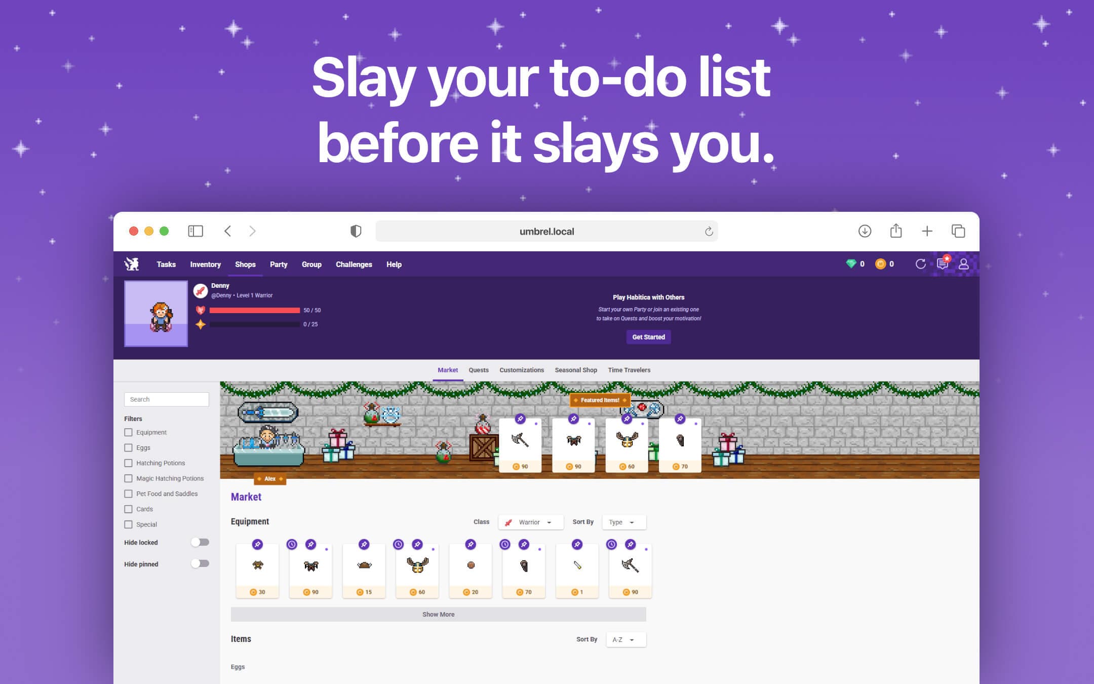 Screenshot 2 of Habitica app on Umbrel App Store