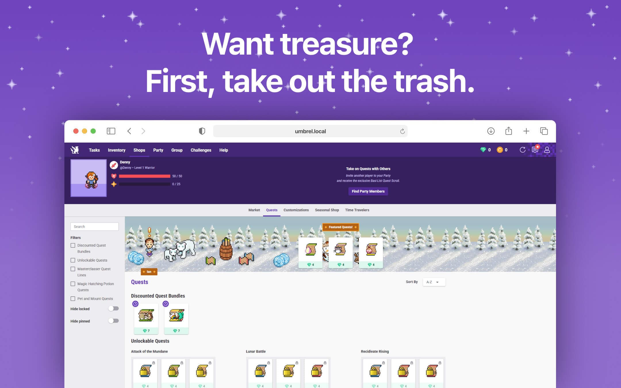 Screenshot 3 of Habitica app on Umbrel App Store