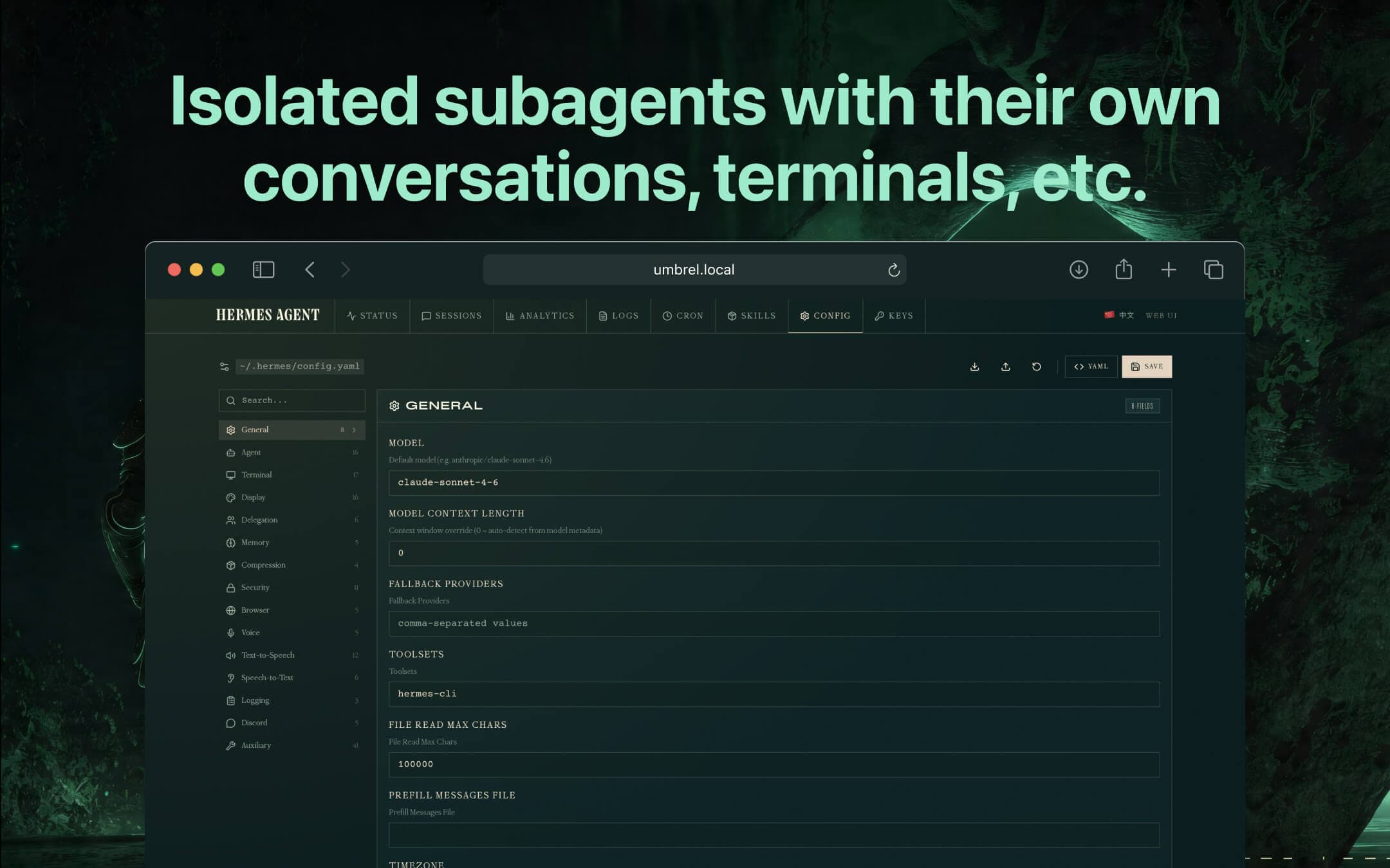 Screenshot 3 of Hermes Agent app on Umbrel App Store