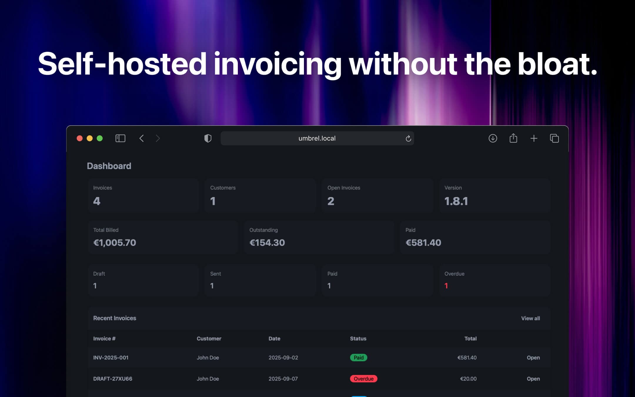 Screenshot 1 of Invio app on Umbrel App Store