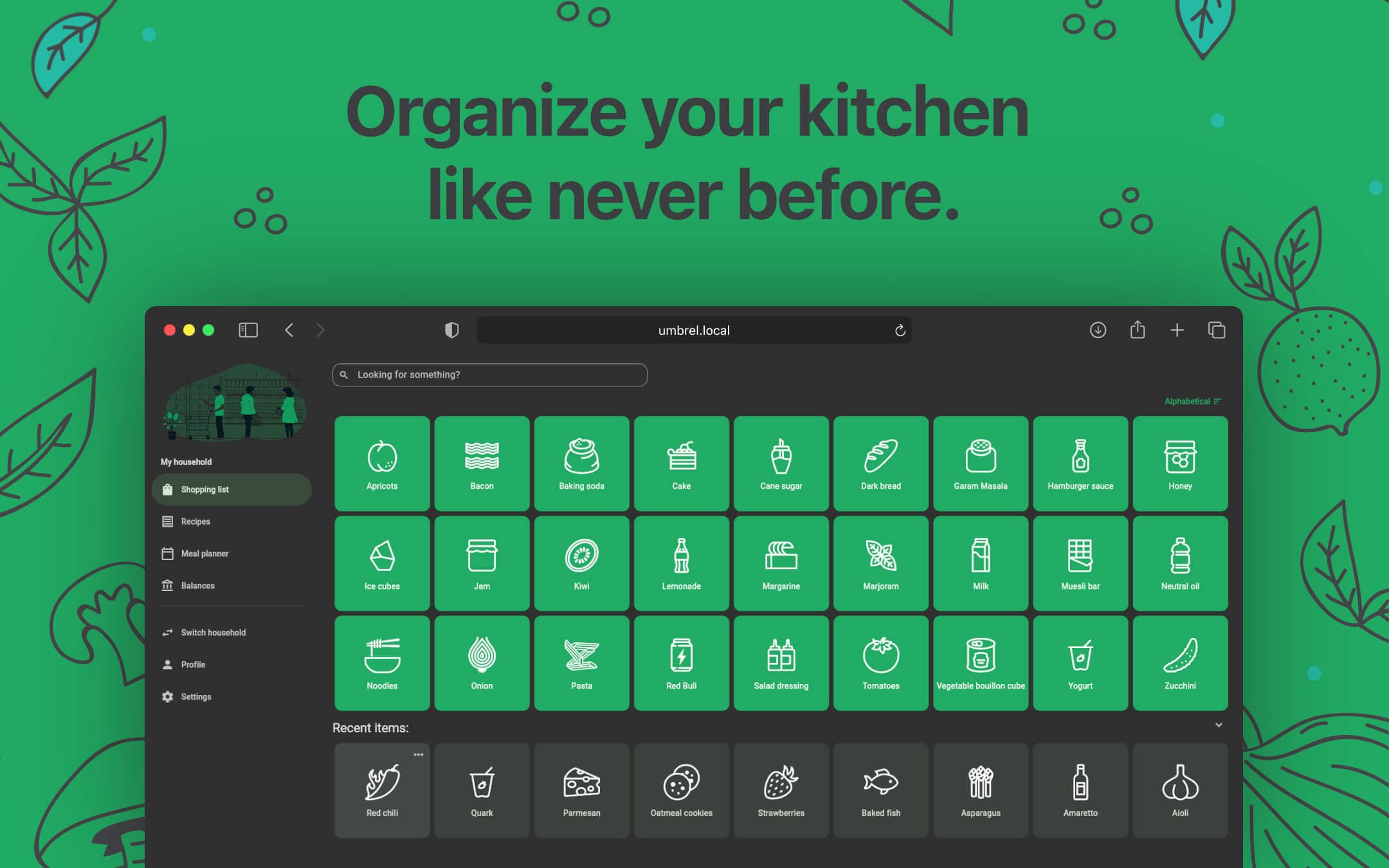 Screenshot 1 of KitchenOwl app on Umbrel App Store