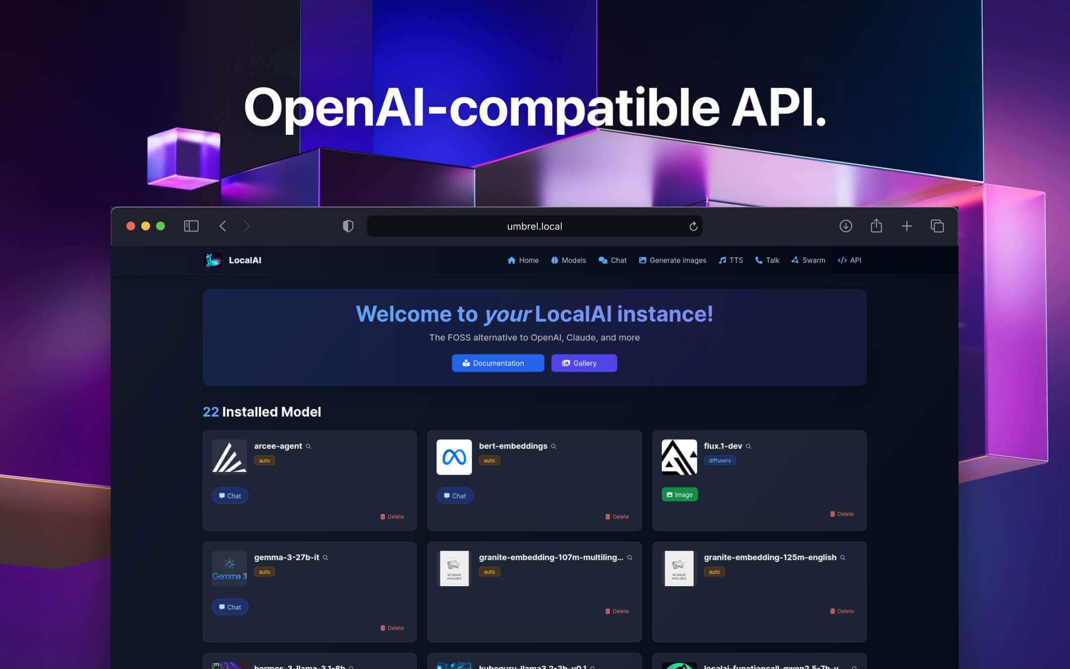 Screenshot 4 of LocalAI app on Umbrel App Store