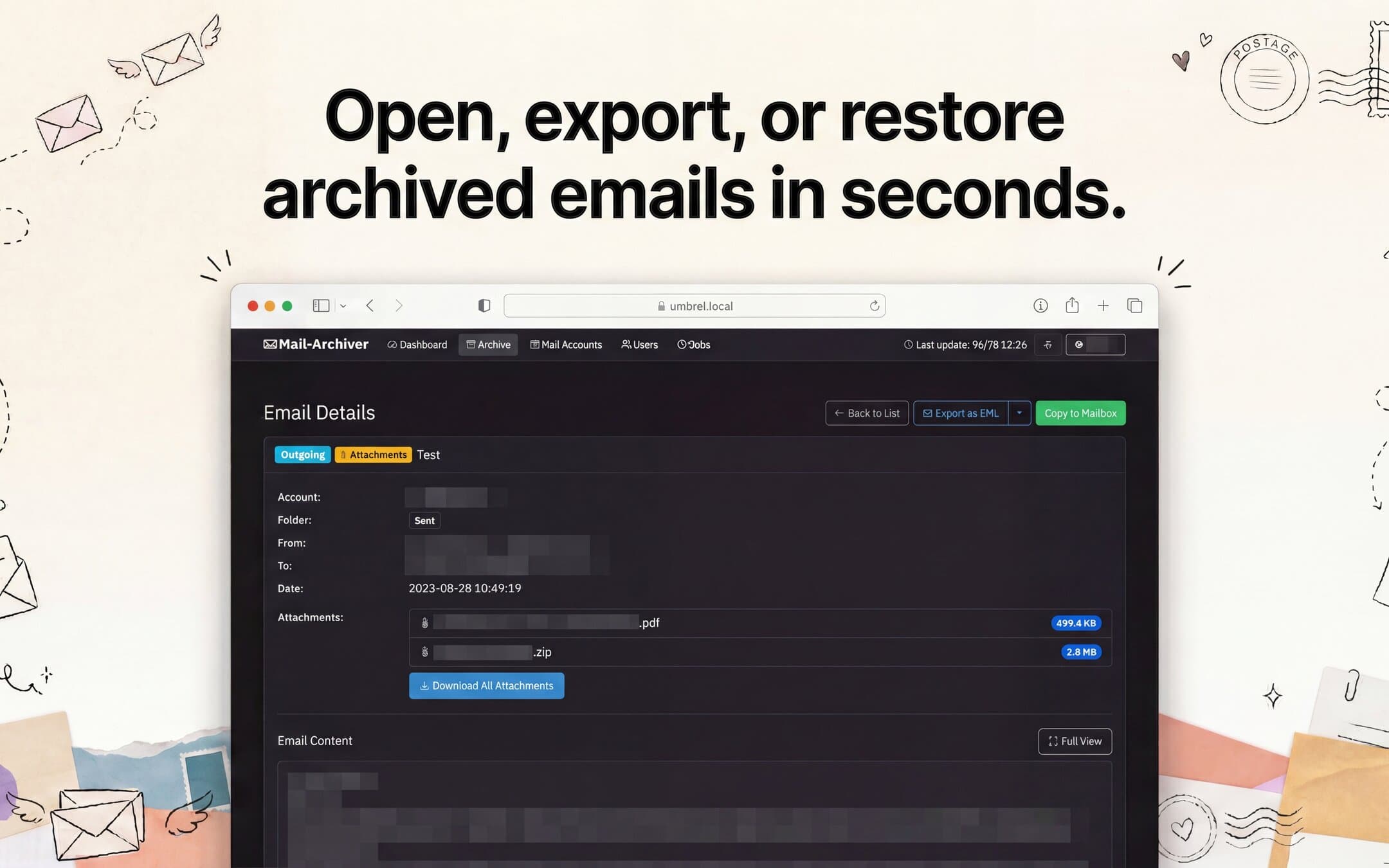 Screenshot 3 of Mail Archiver app on Umbrel App Store