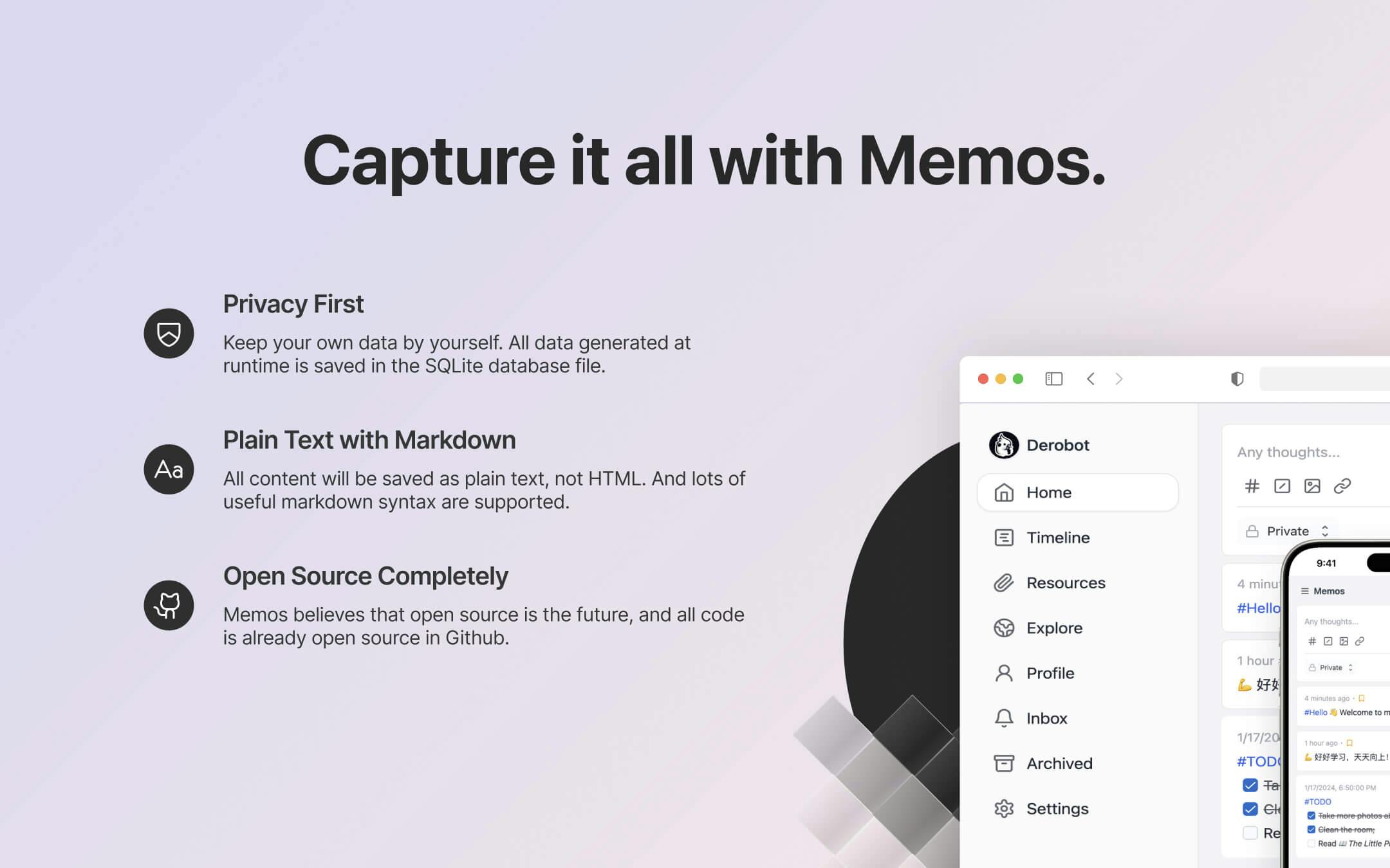 Screenshot 3 of Memos app on Umbrel App Store