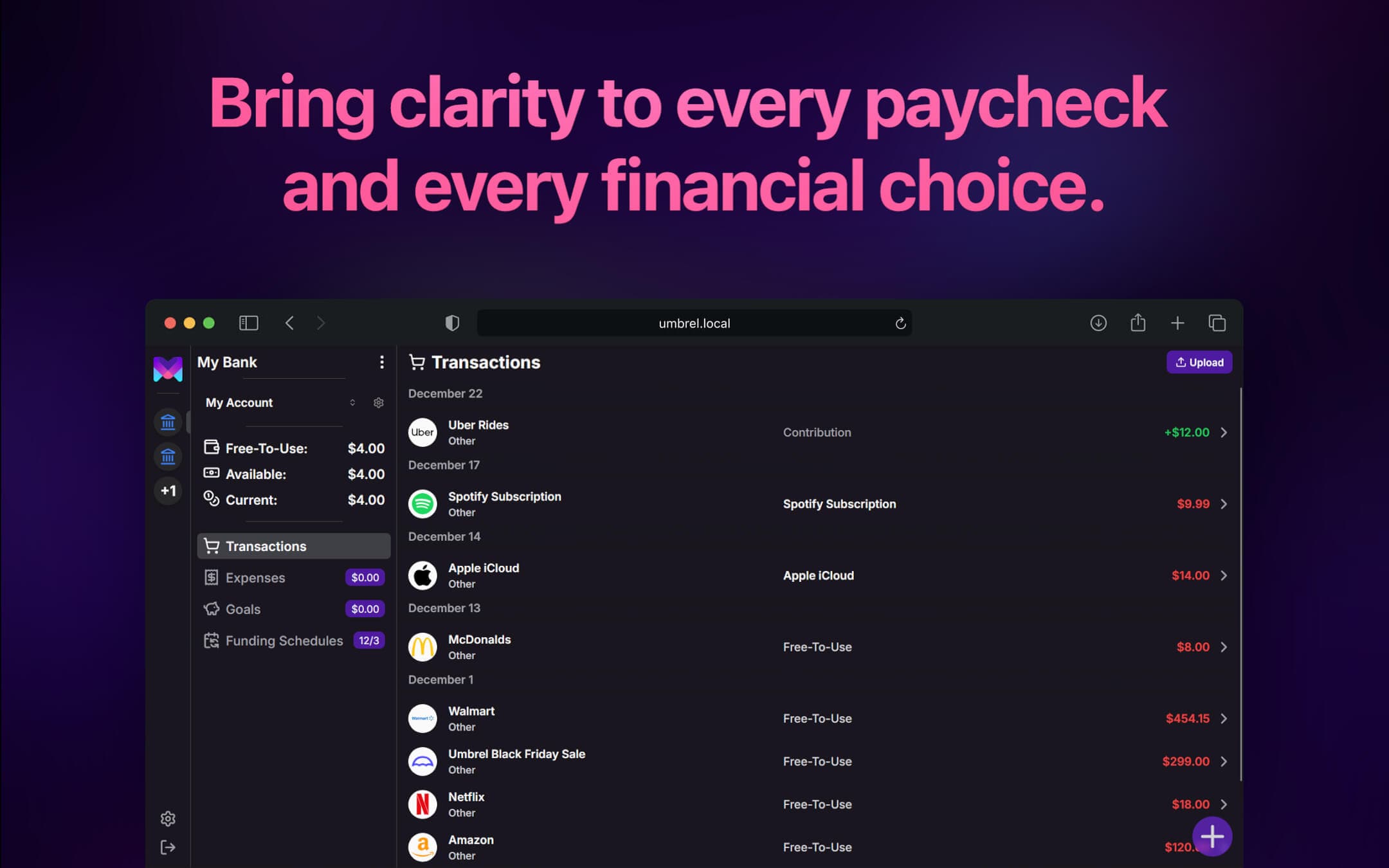 Screenshot 1 of Monetr app on Umbrel App Store