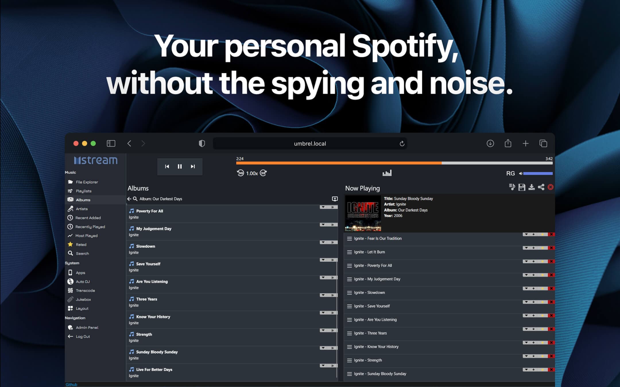 Screenshot 3 of mStream app on Umbrel App Store