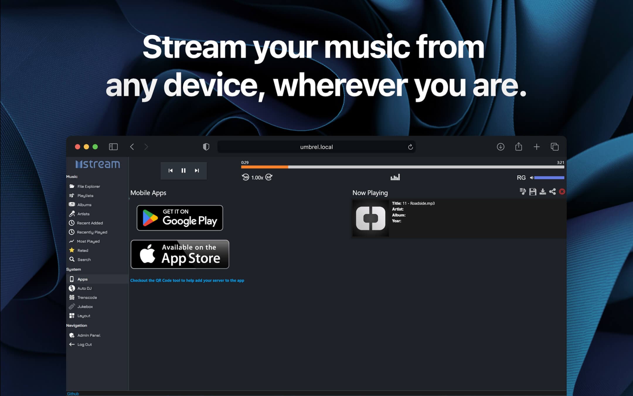 Screenshot 4 of mStream app on Umbrel App Store