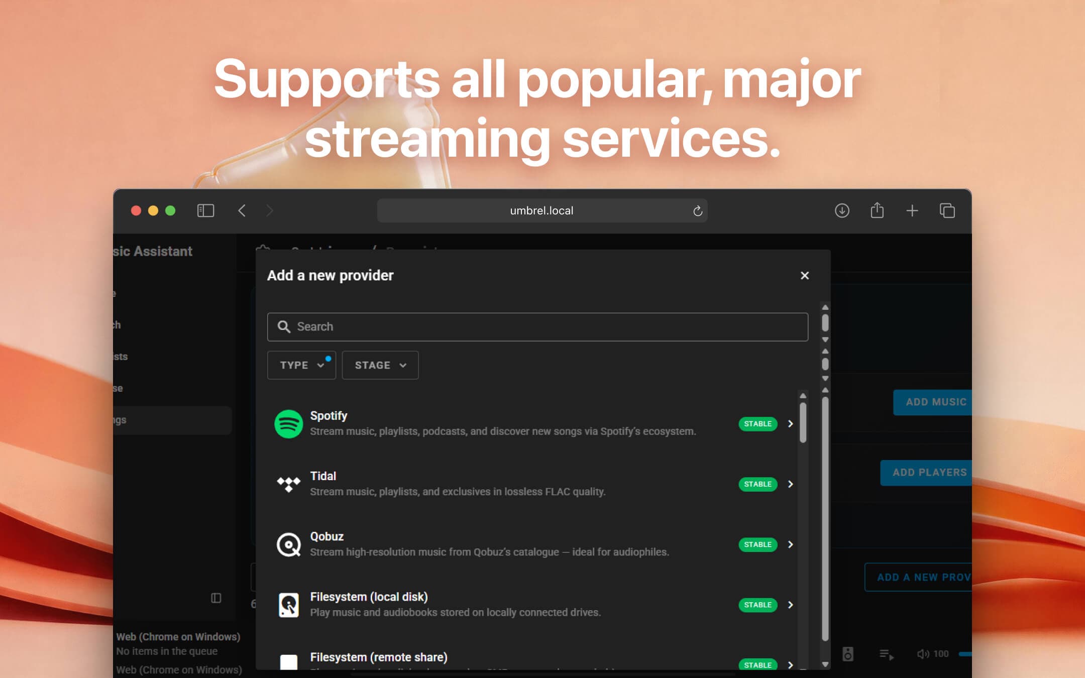 Screenshot 3 of Music Assistant app on Umbrel App Store