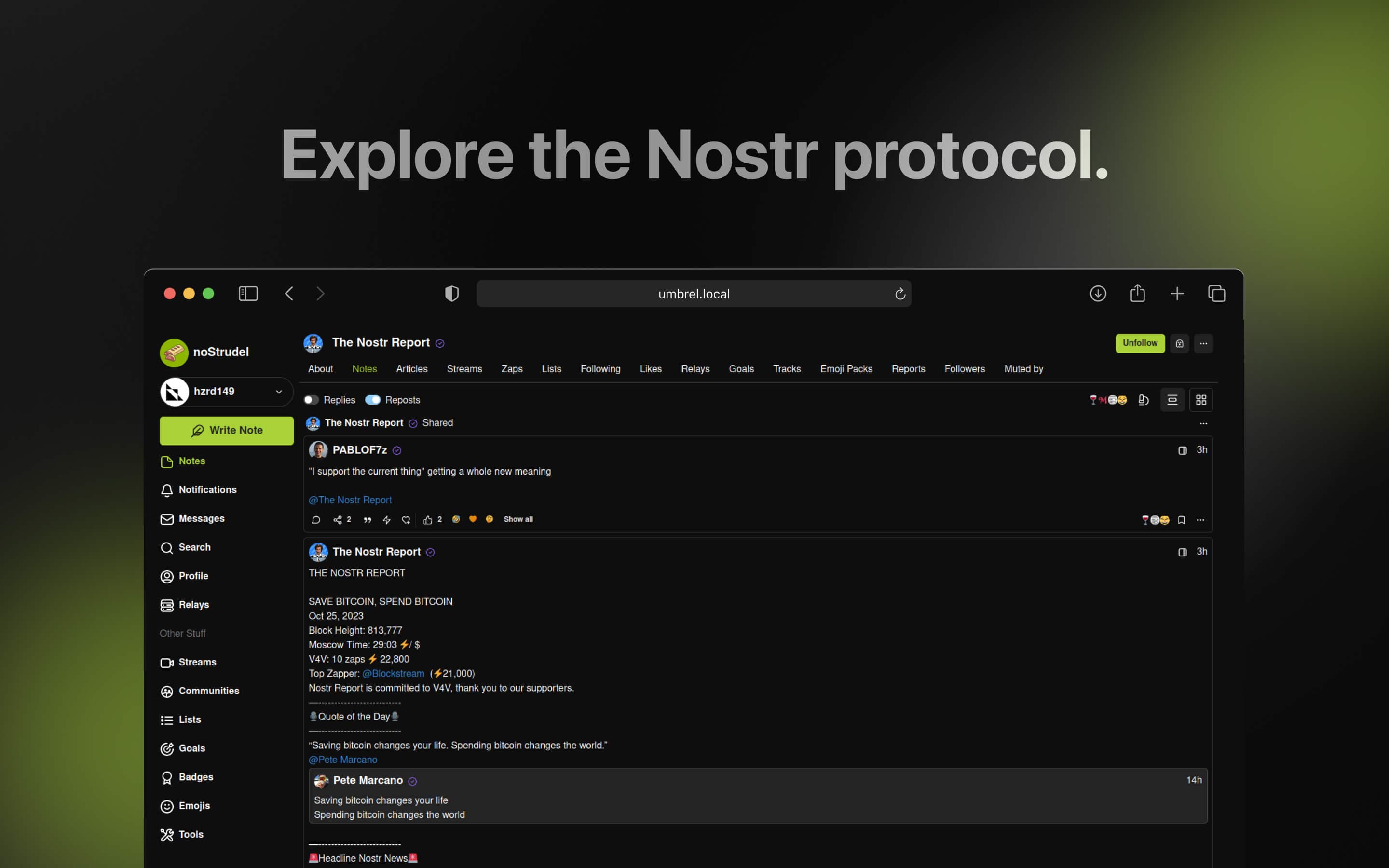 Screenshot 1 of noStrudel app on Umbrel App Store