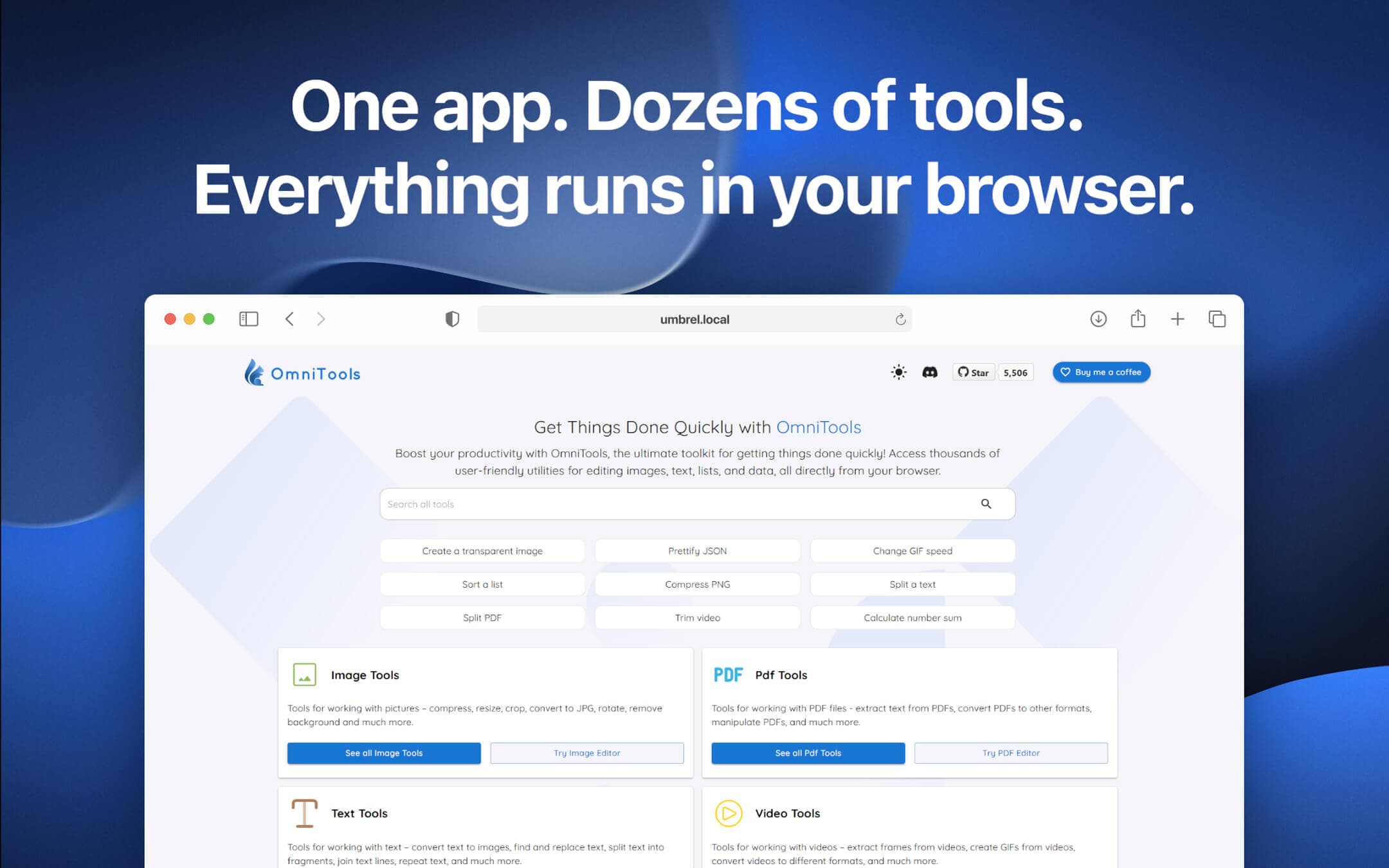 Screenshot 1 of OmniTools app on Umbrel App Store