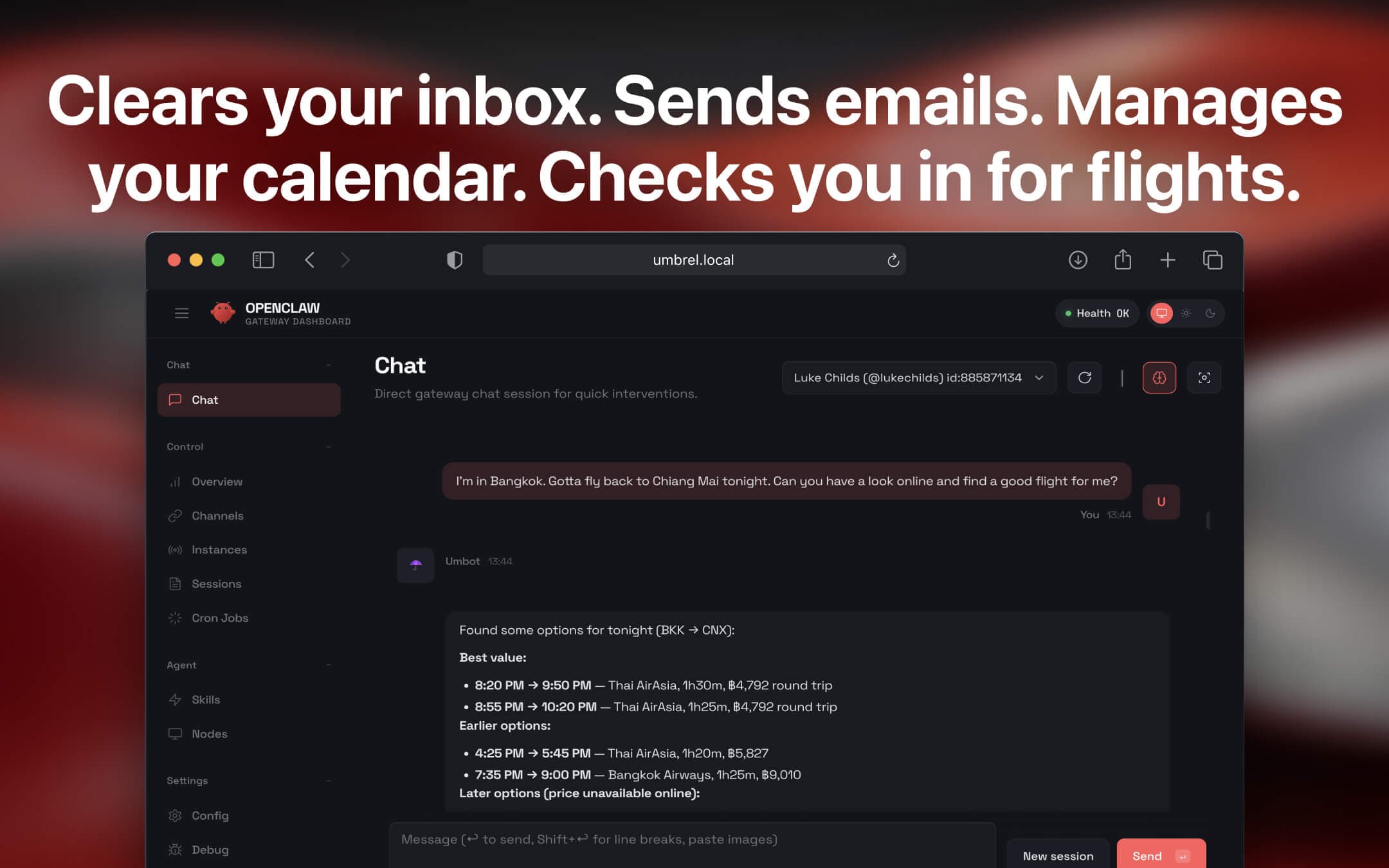 Screenshot 2 of OpenClaw app on Umbrel App Store