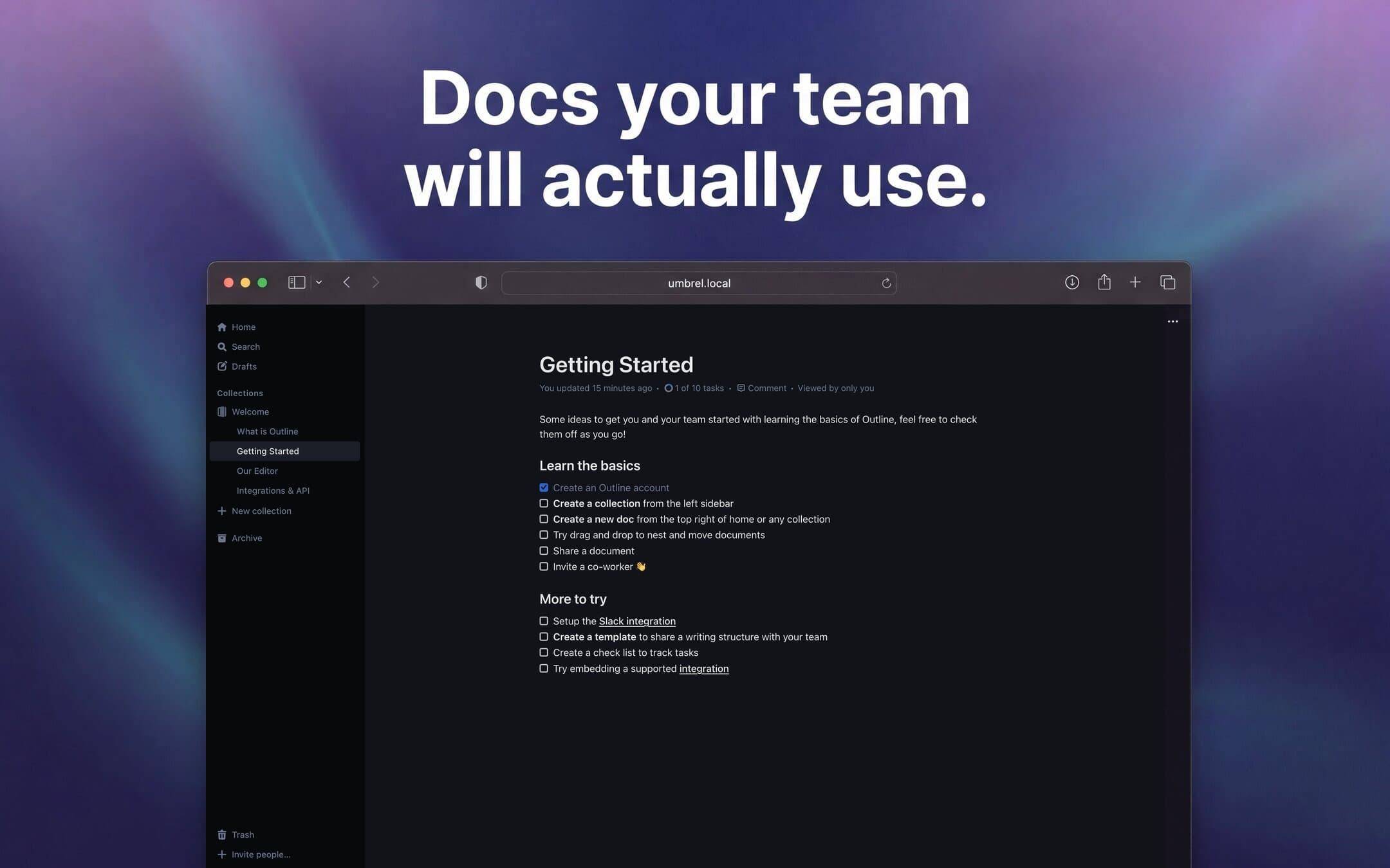 Screenshot 2 of Outline app on Umbrel App Store