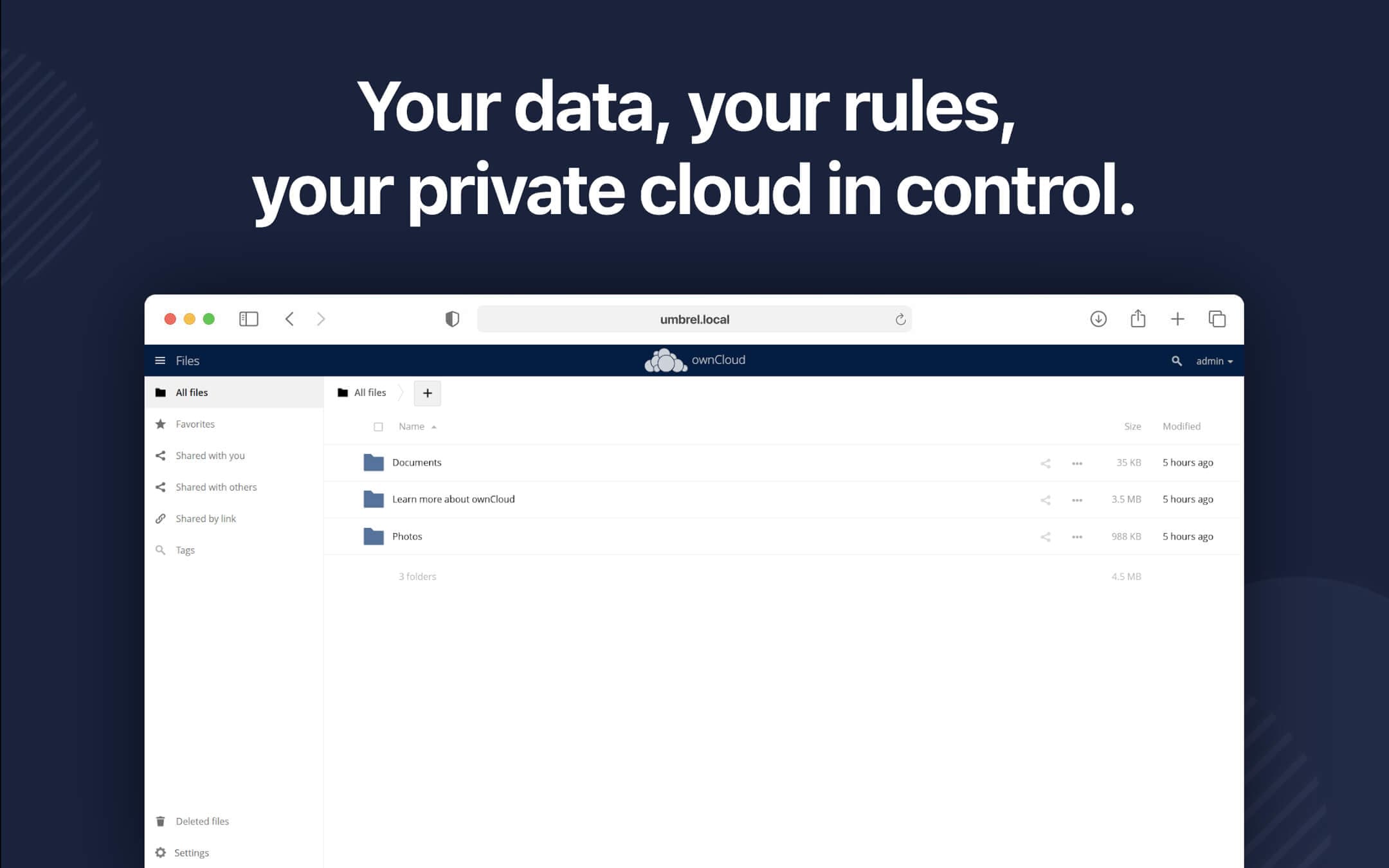 Screenshot 1 of ownCloud app on Umbrel App Store