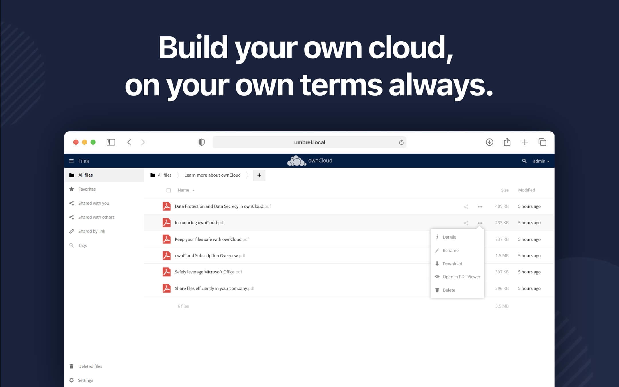 Screenshot 2 of ownCloud app on Umbrel App Store