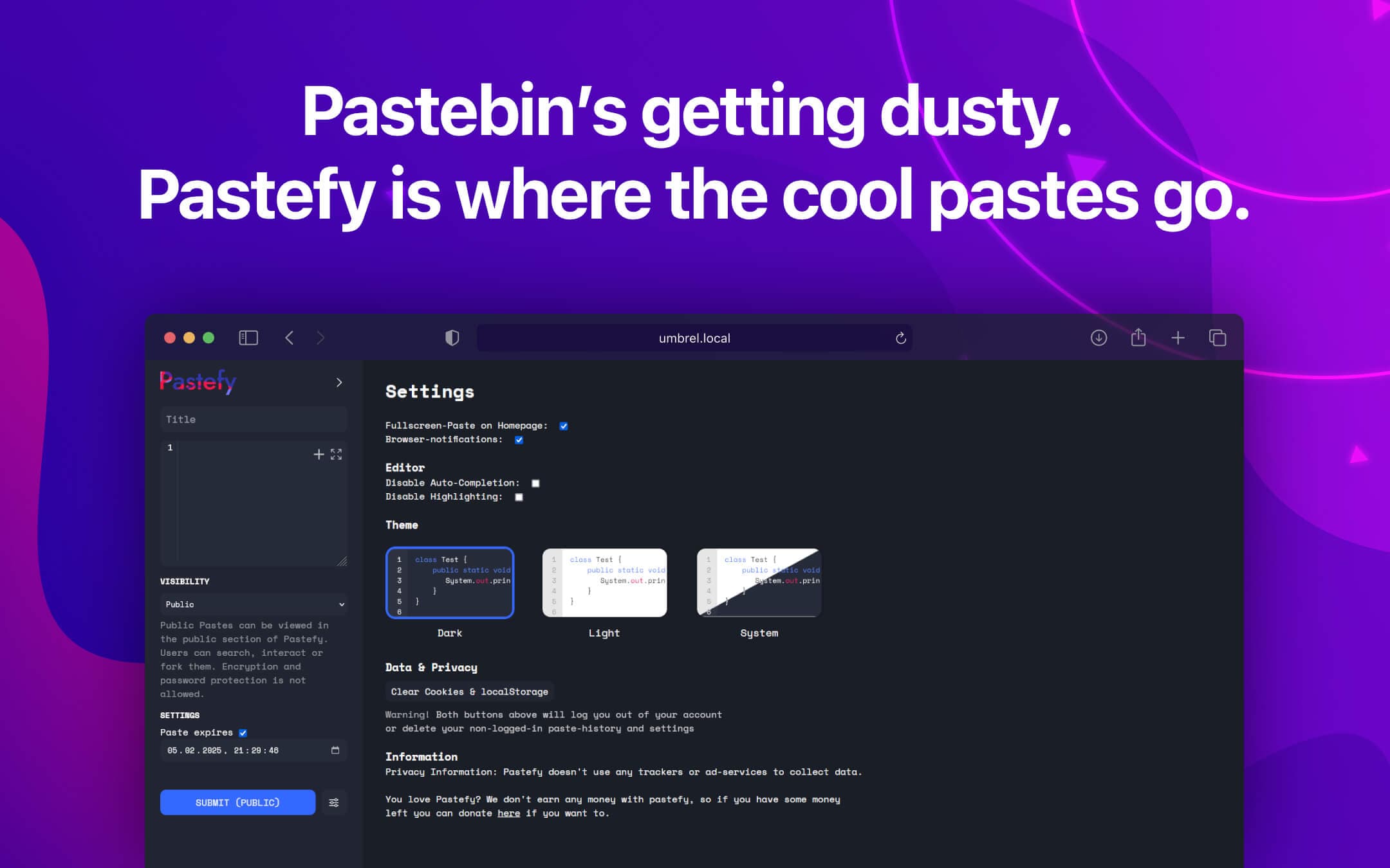 Screenshot 5 of Pastefy app on Umbrel App Store