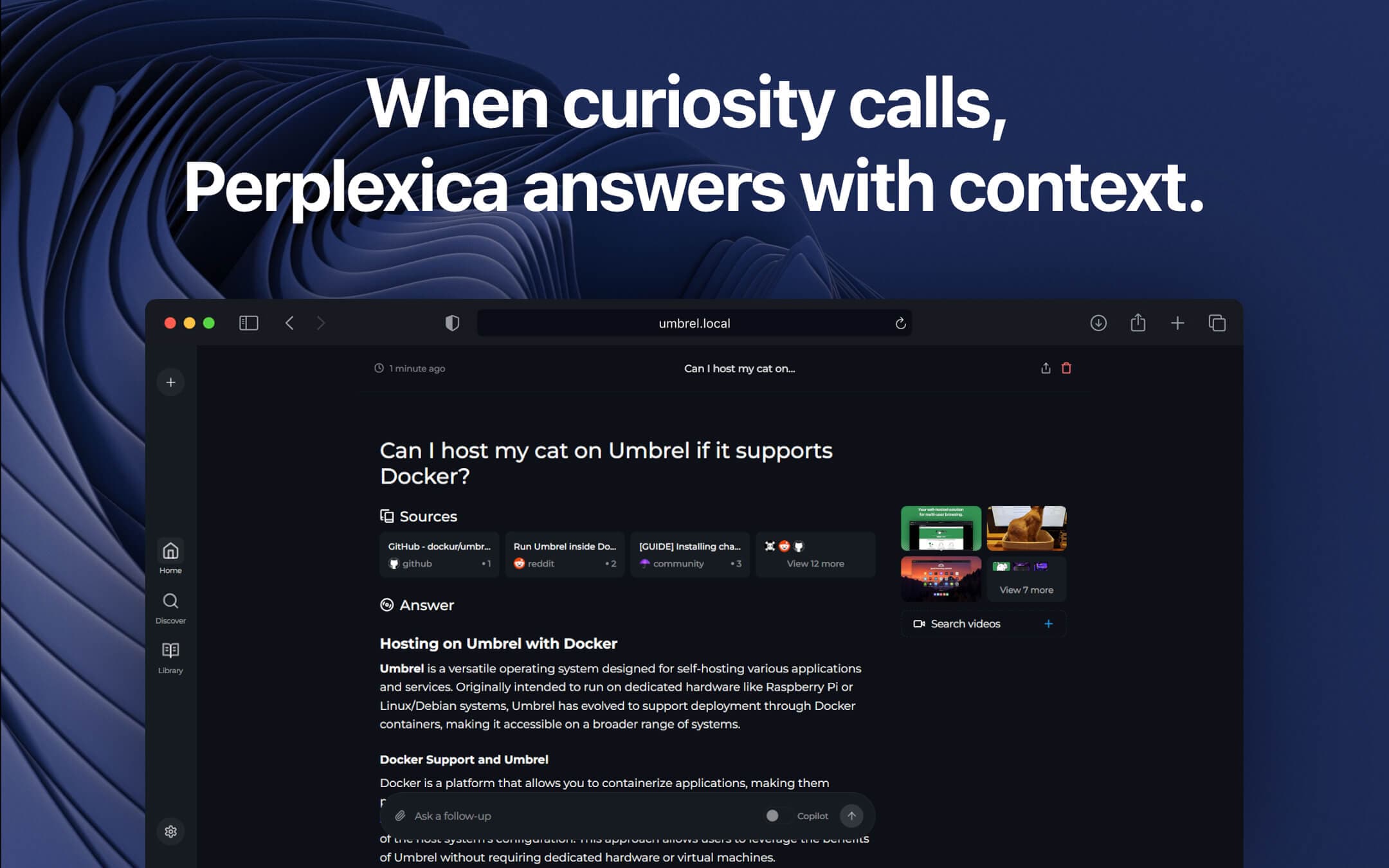 Screenshot 2 of Perplexica app on Umbrel App Store