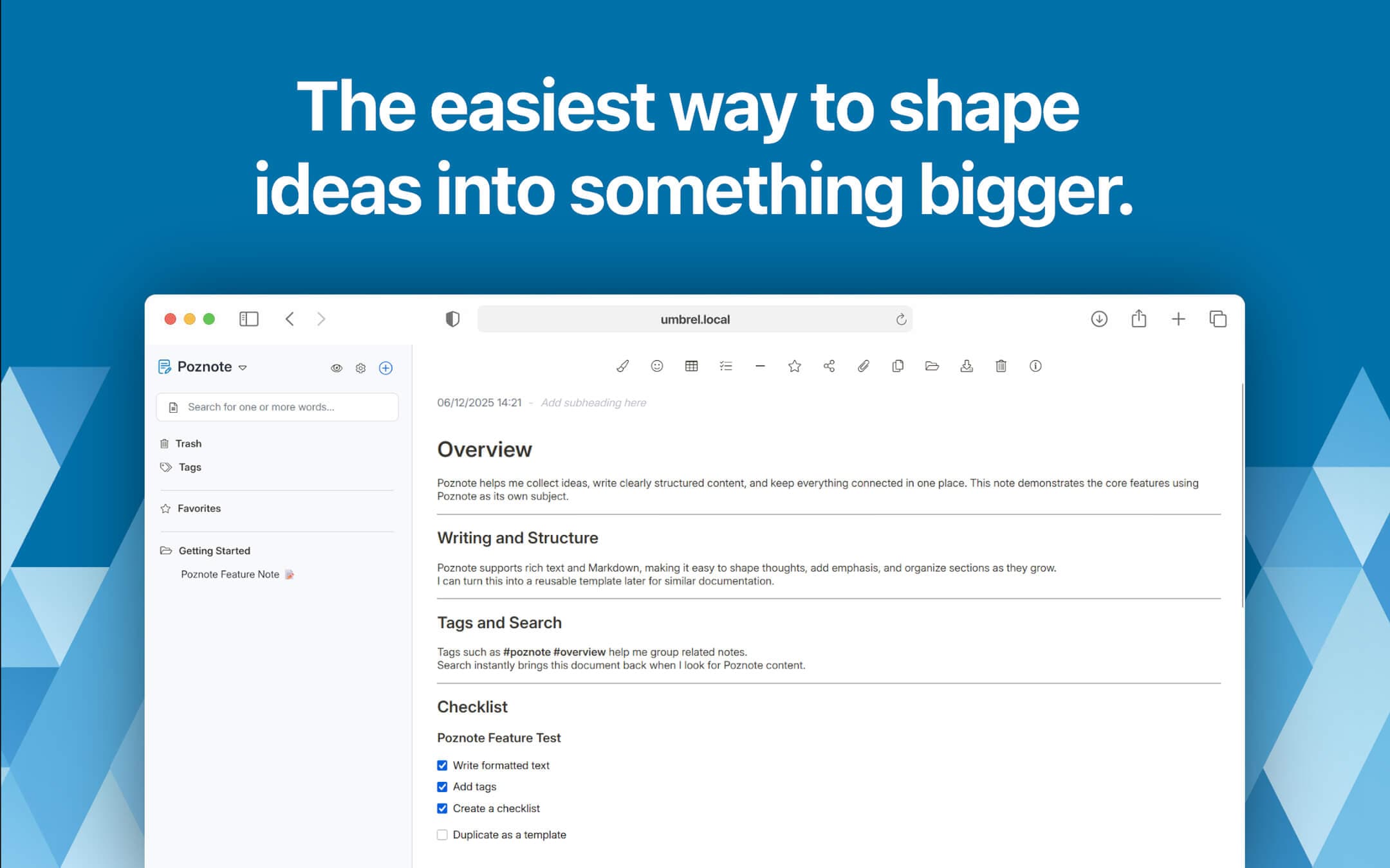 Screenshot 2 of Poznote app on Umbrel App Store