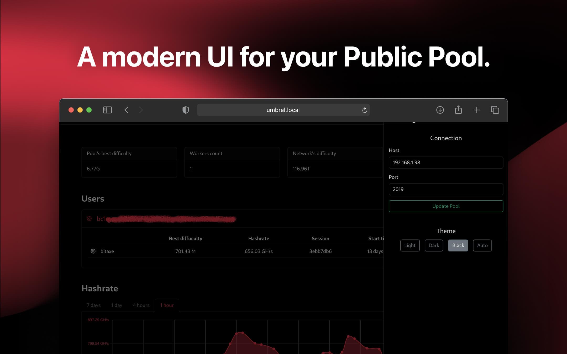 Screenshot 1 of Public Pool's Web app on Umbrel App Store