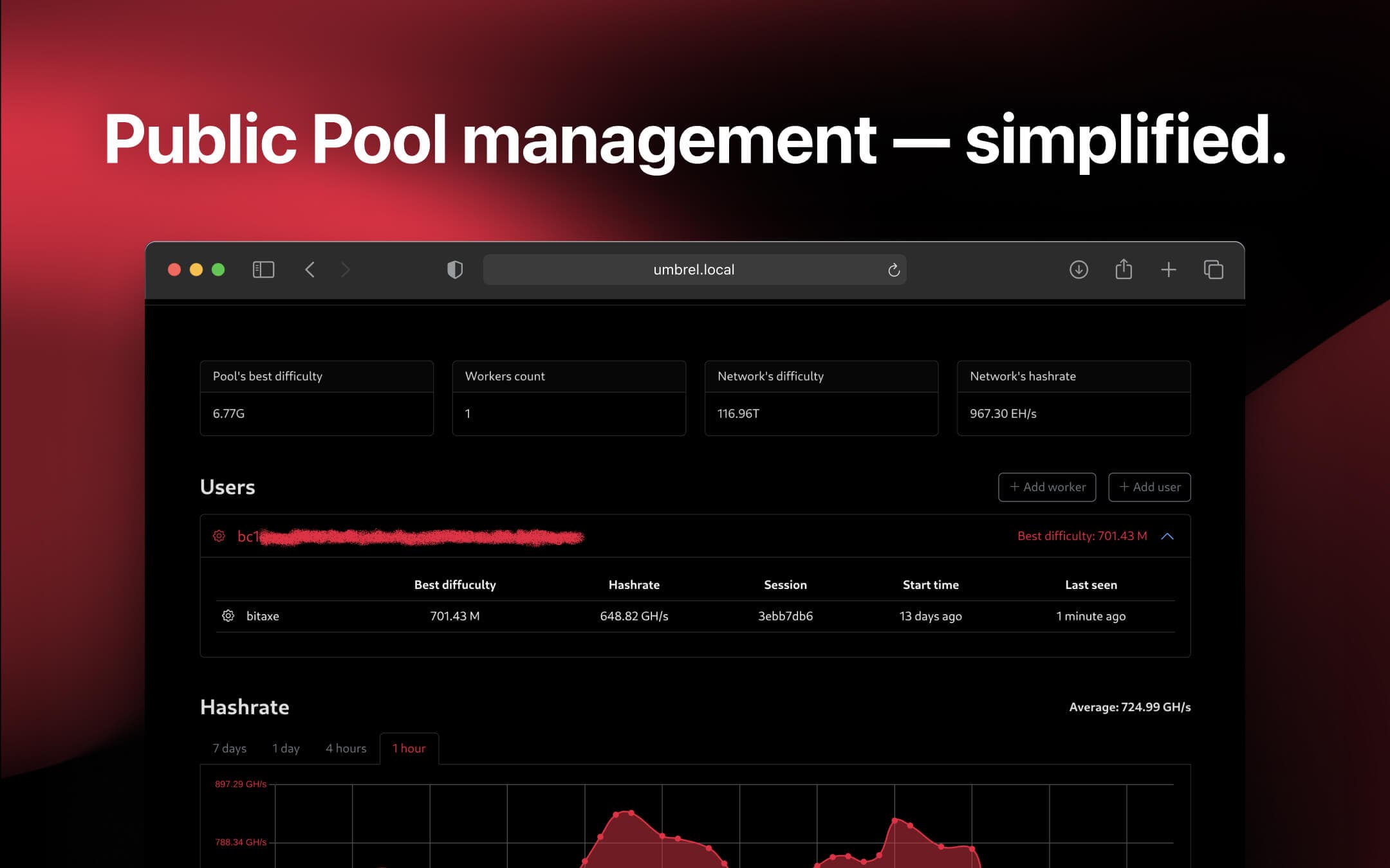 Screenshot 2 of Public Pool's Web app on Umbrel App Store