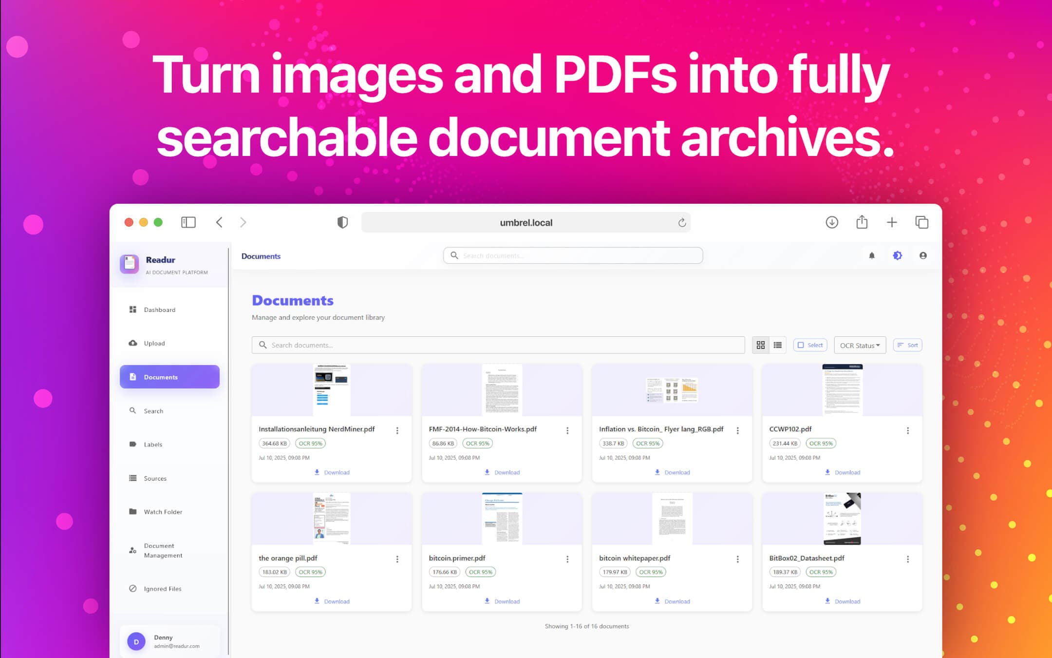Screenshot 3 of Readur app on Umbrel App Store