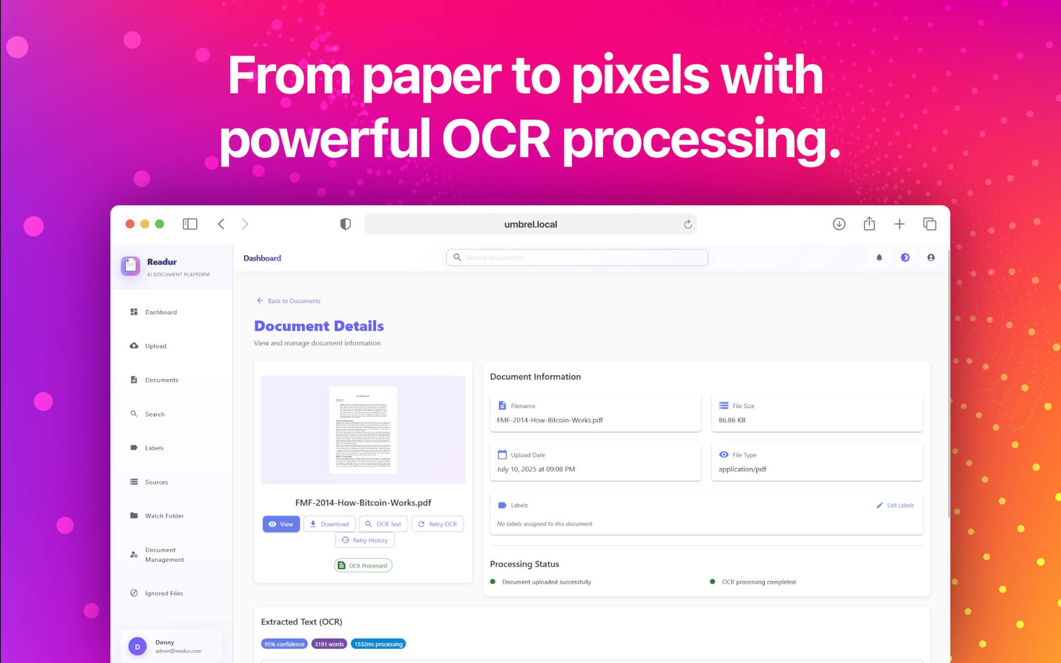 Screenshot 5 of Readur app on Umbrel App Store