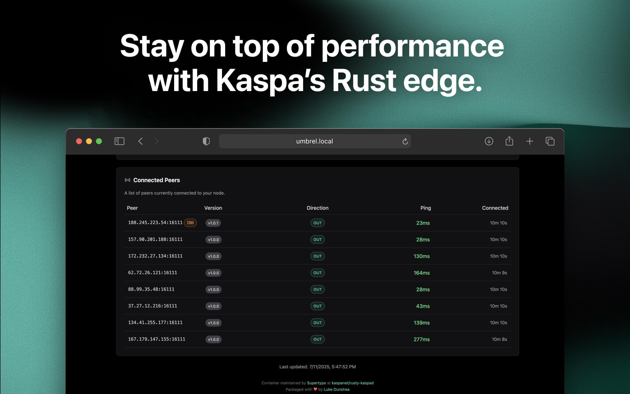 Screenshot 2 of Rusty Kaspad app on Umbrel App Store