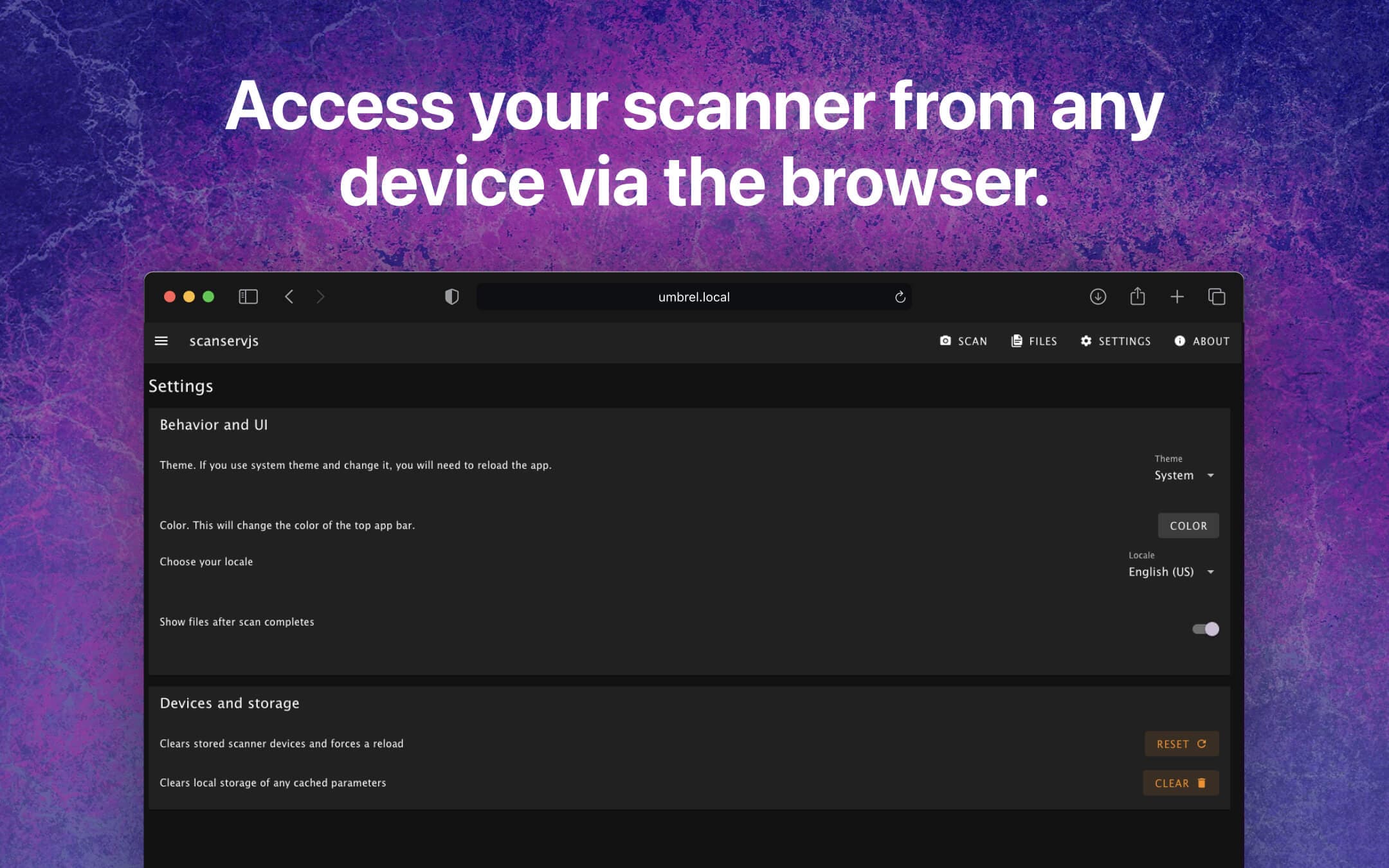 Screenshot 3 of scanservjs app on Umbrel App Store