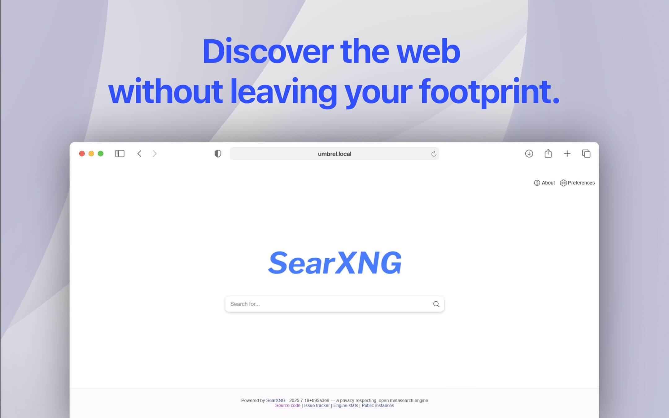 Screenshot 1 of SearXNG app on Umbrel App Store